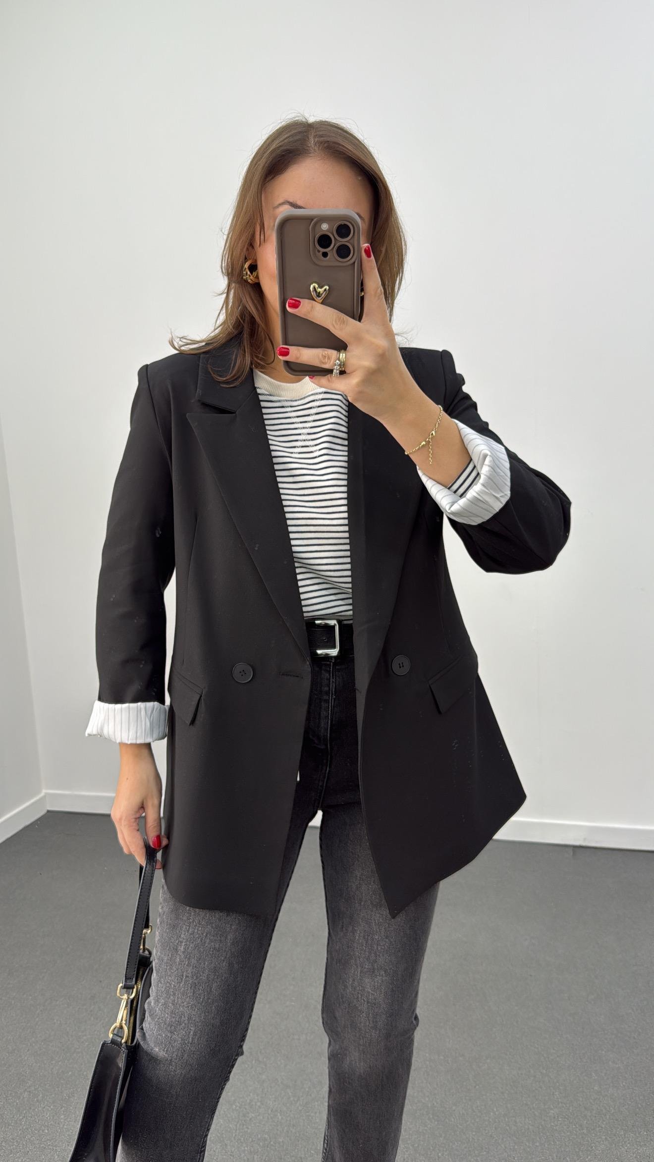 Ms Siyah Blazer Premium Ceket