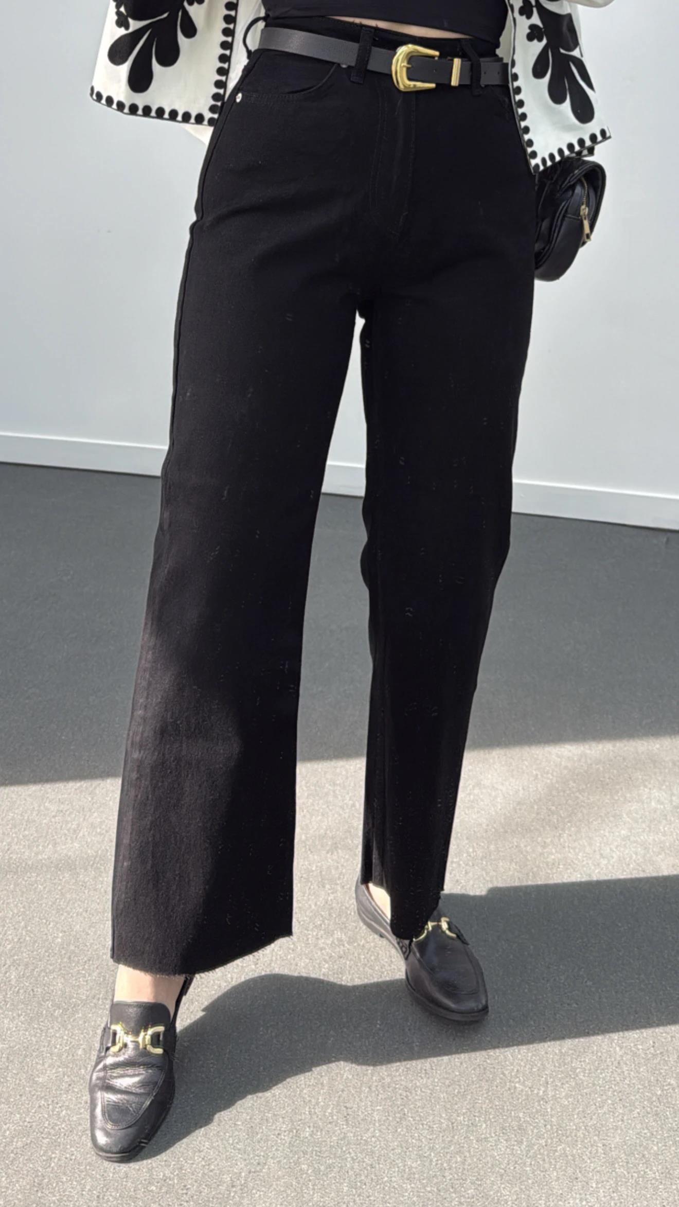 Mykonos Siyah Yıkamalı Kot Slim Straight Jeans