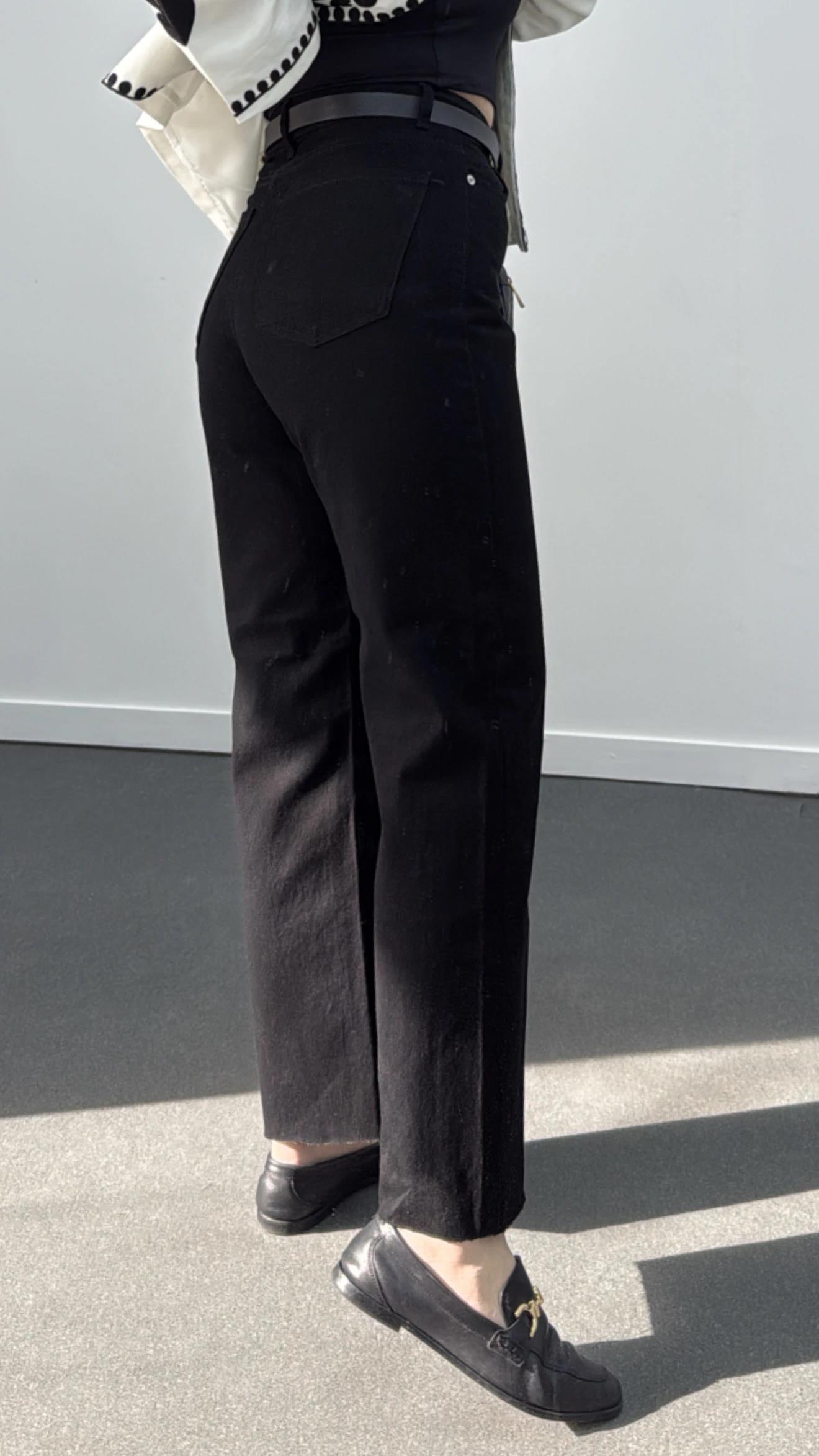 Mykonos Siyah Yıkamalı Kot Slim Straight Jeans