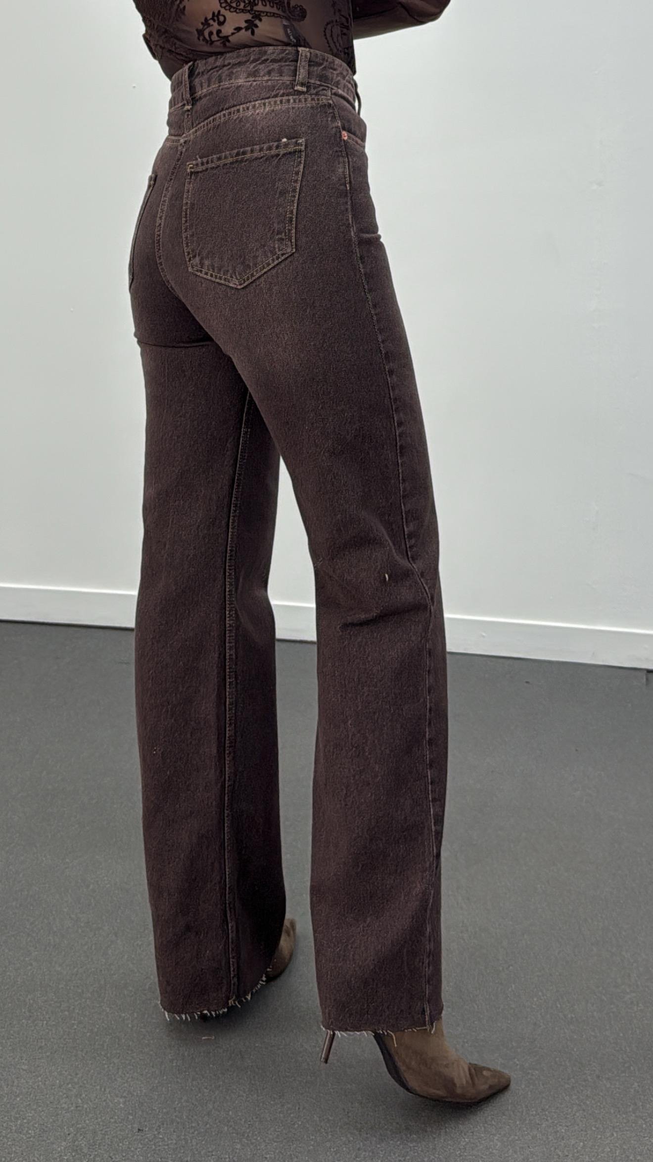 Naila Kahve Yüksek Bel Wide Leg Jeans