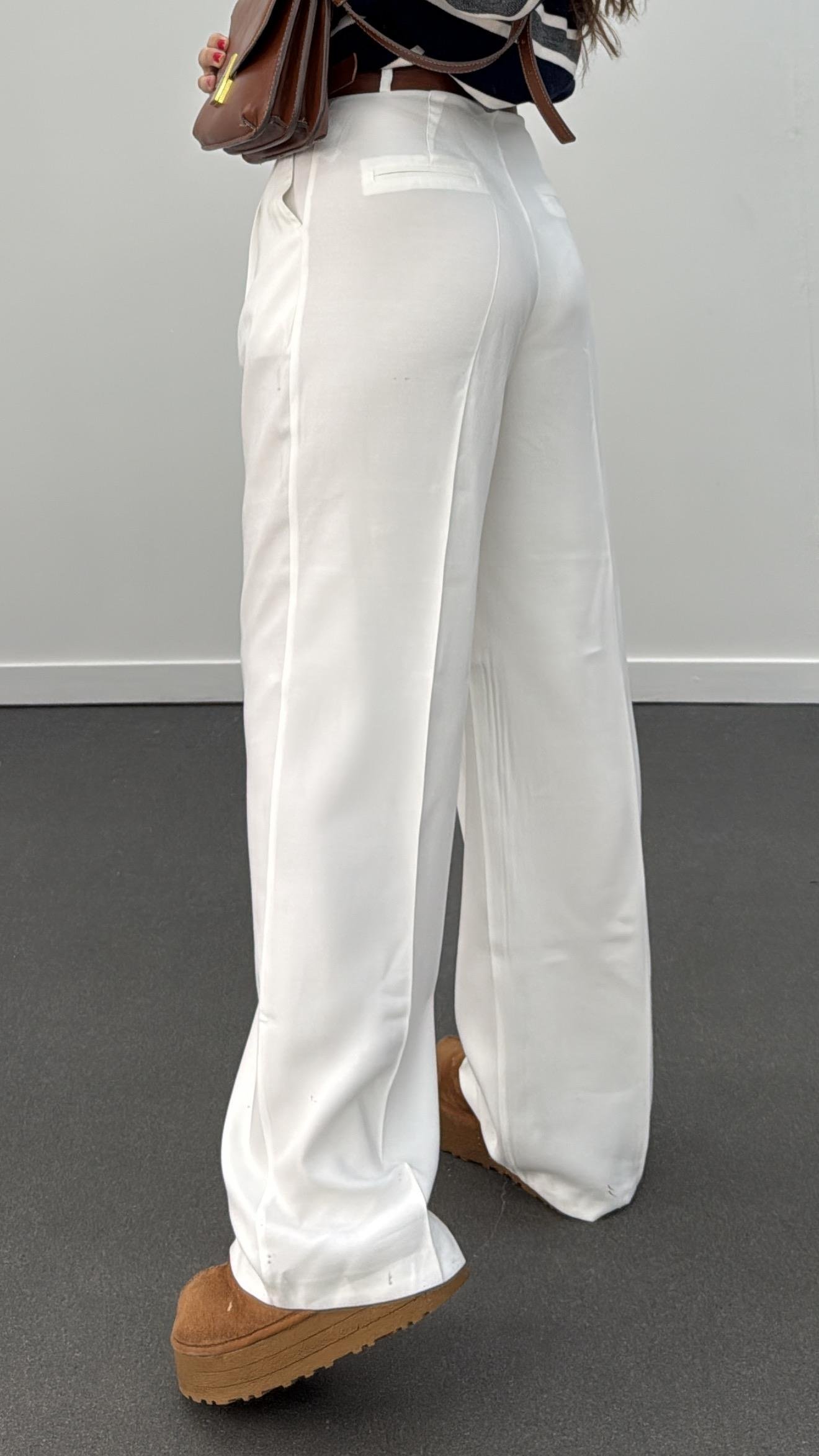 Neva Beyaz Palazzo Pantolon