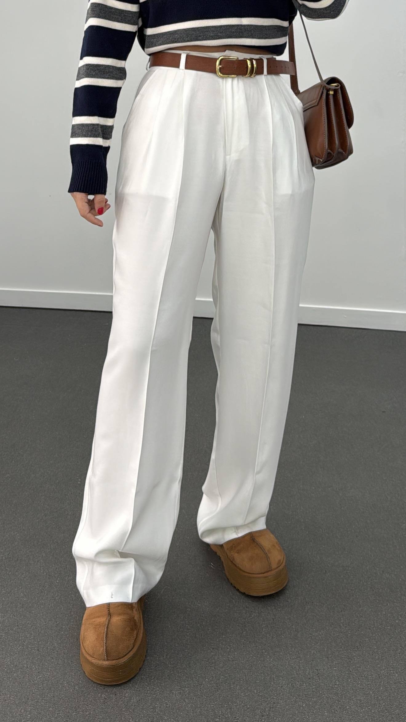 Neva Beyaz Palazzo Pantolon