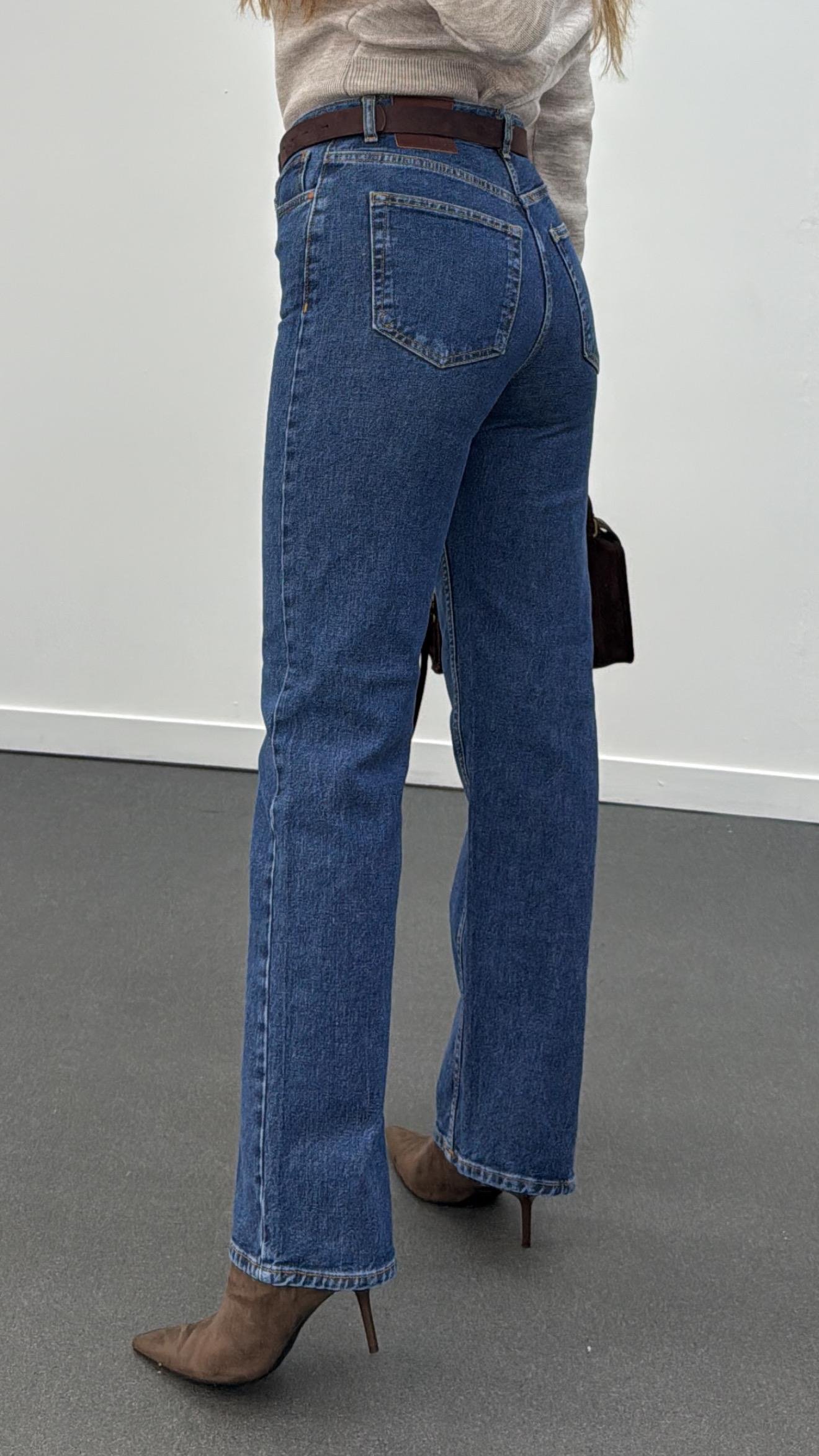 Never Kot Renk Yüksel Bel Straight Jeans