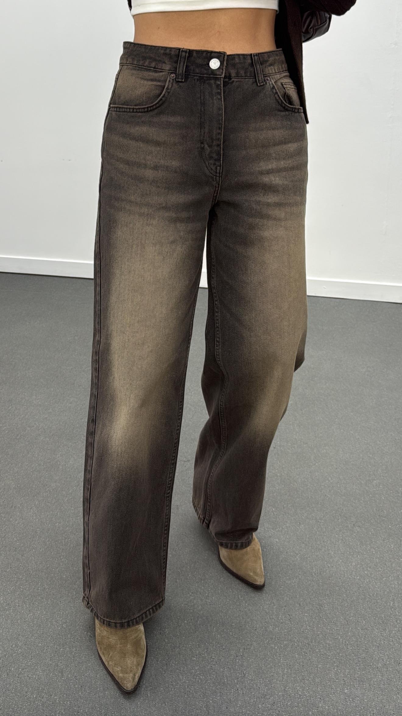 New York Kahve Tintli Baggy Jeans