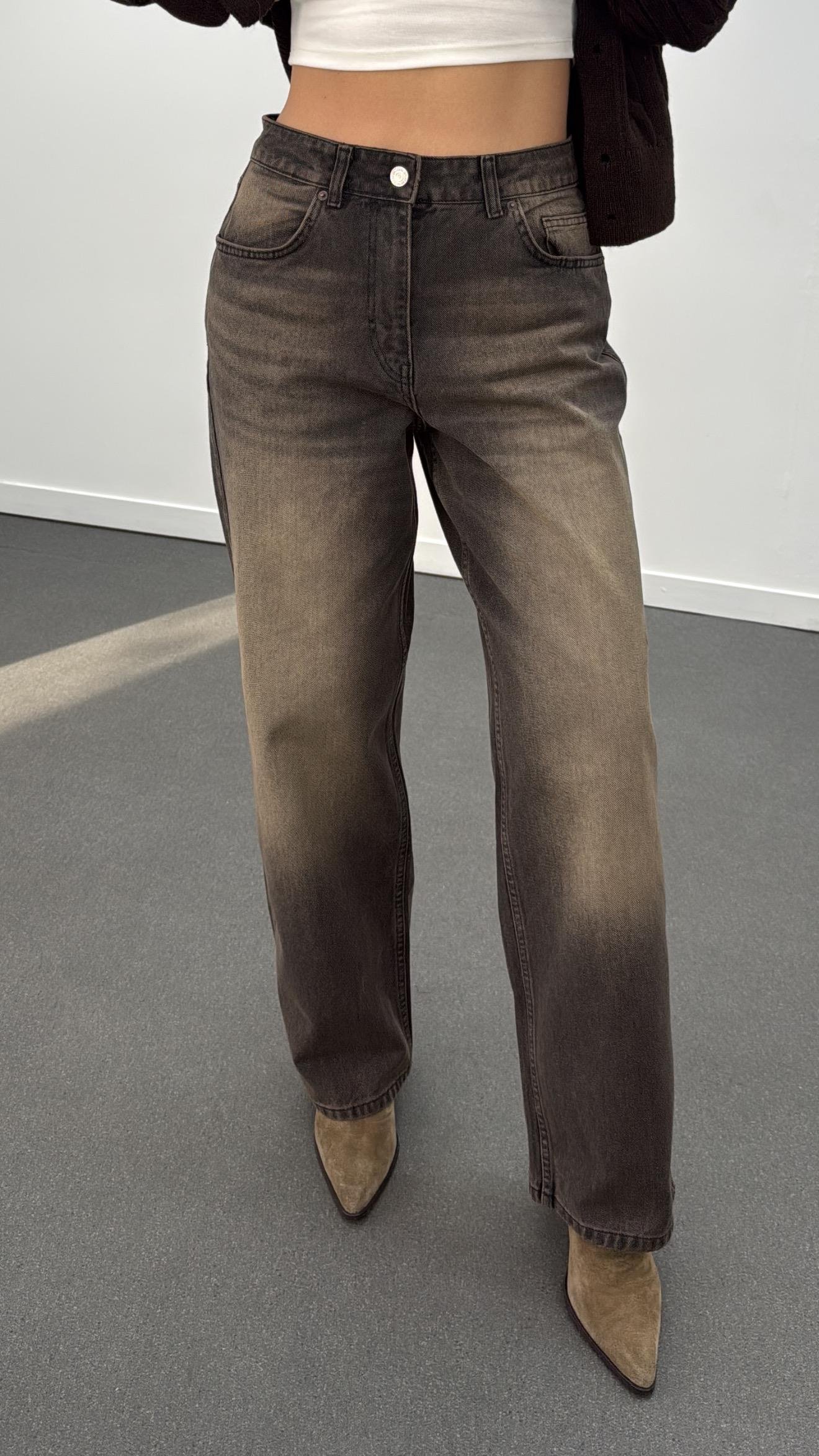 New York Kahve Tintli Baggy Jeans