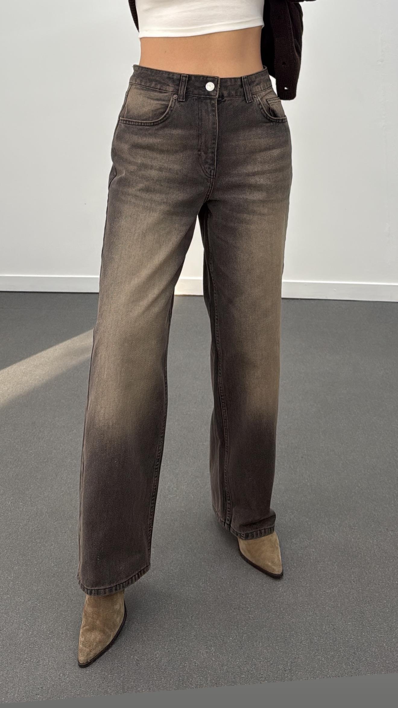 New York Kahve Tintli Baggy Jeans