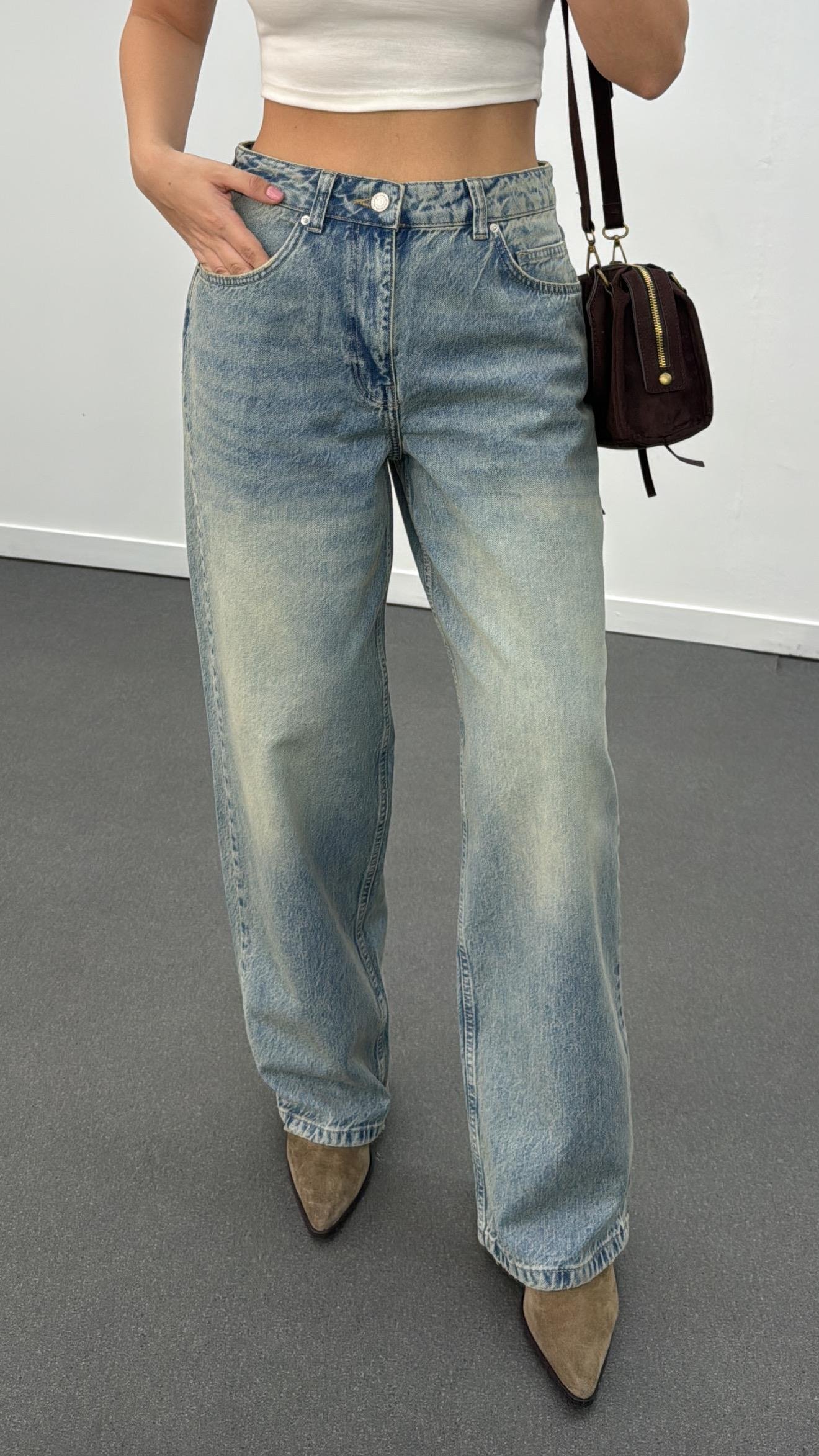 New York Kot Tintli Baggy Jeans