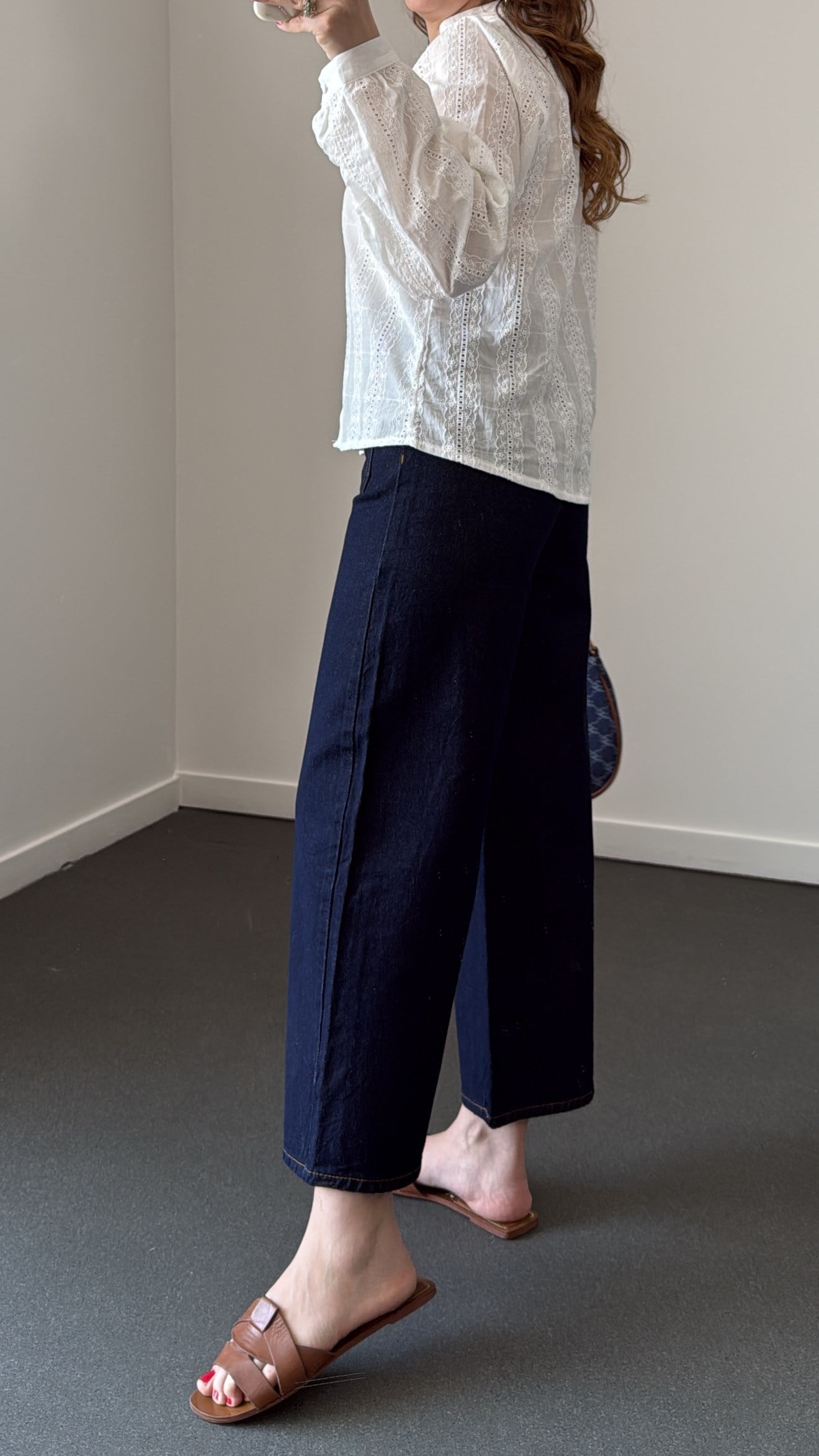 New York Lacivert Yüksek Bel Cepli Culotte Jeans