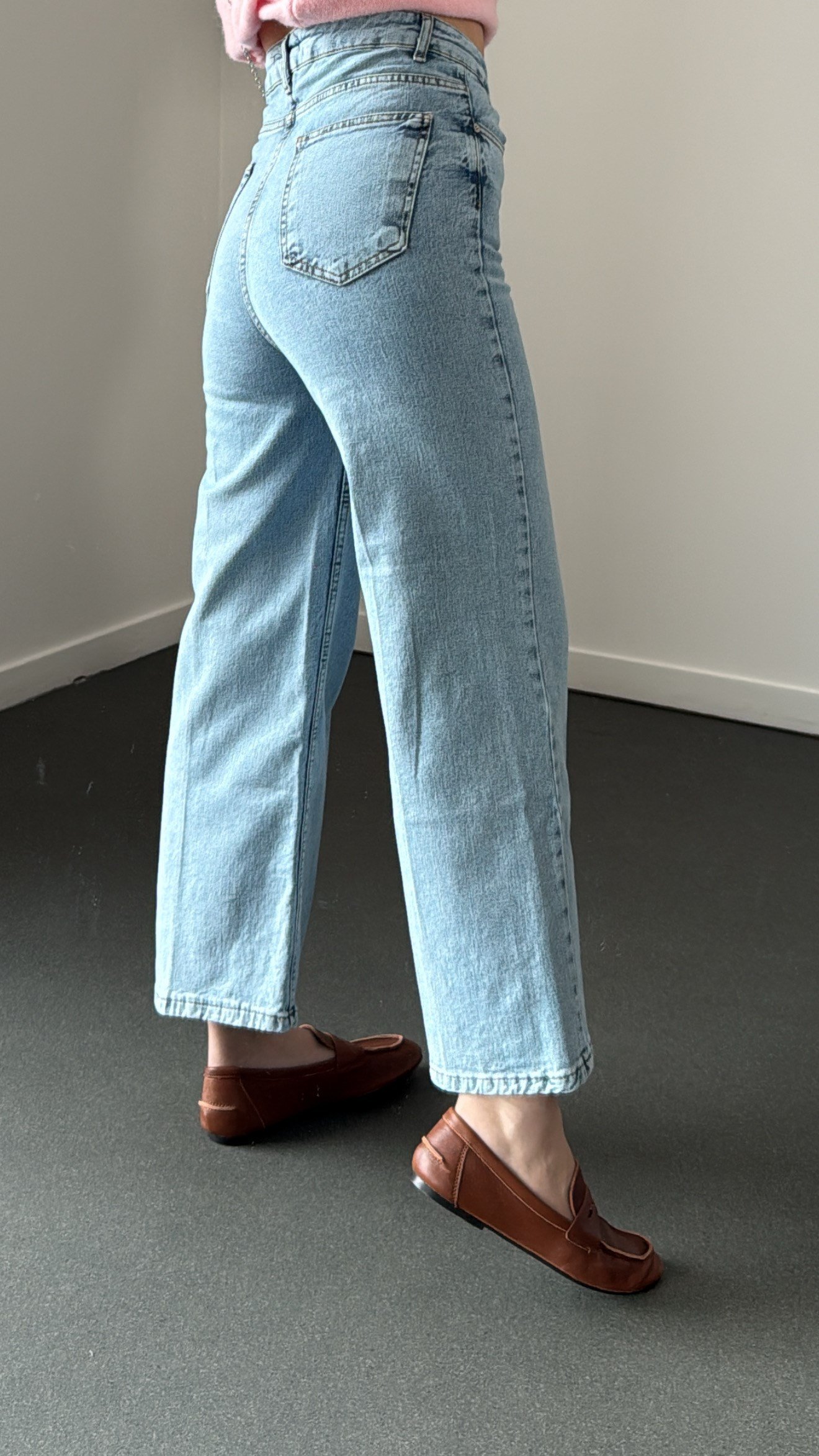 Niagara Açık Yıkamalı Yüksek Bel Crop Flare Jeans