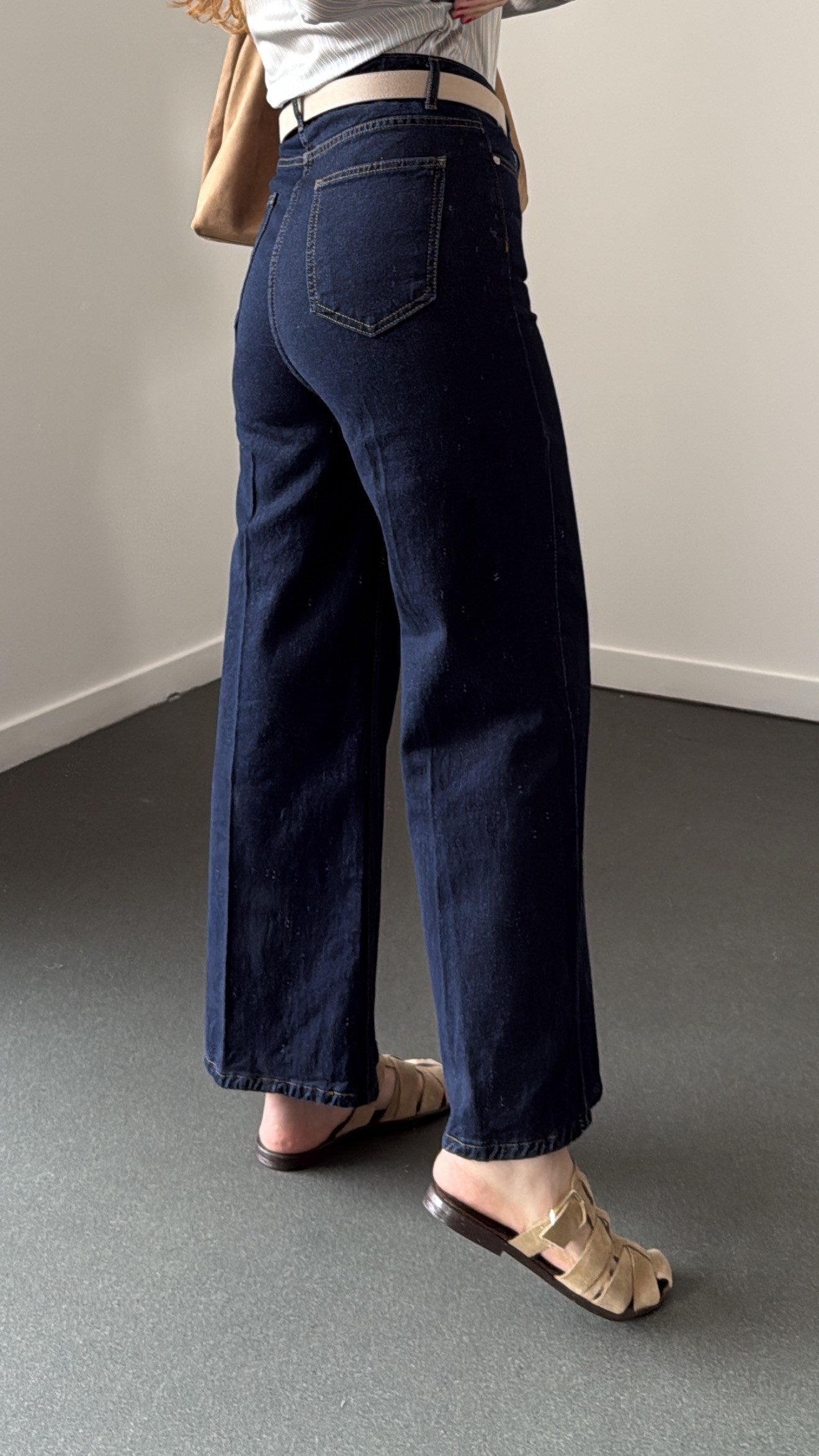 Niagara Dark Blue Yüksek Bel Crop Flare Jeans