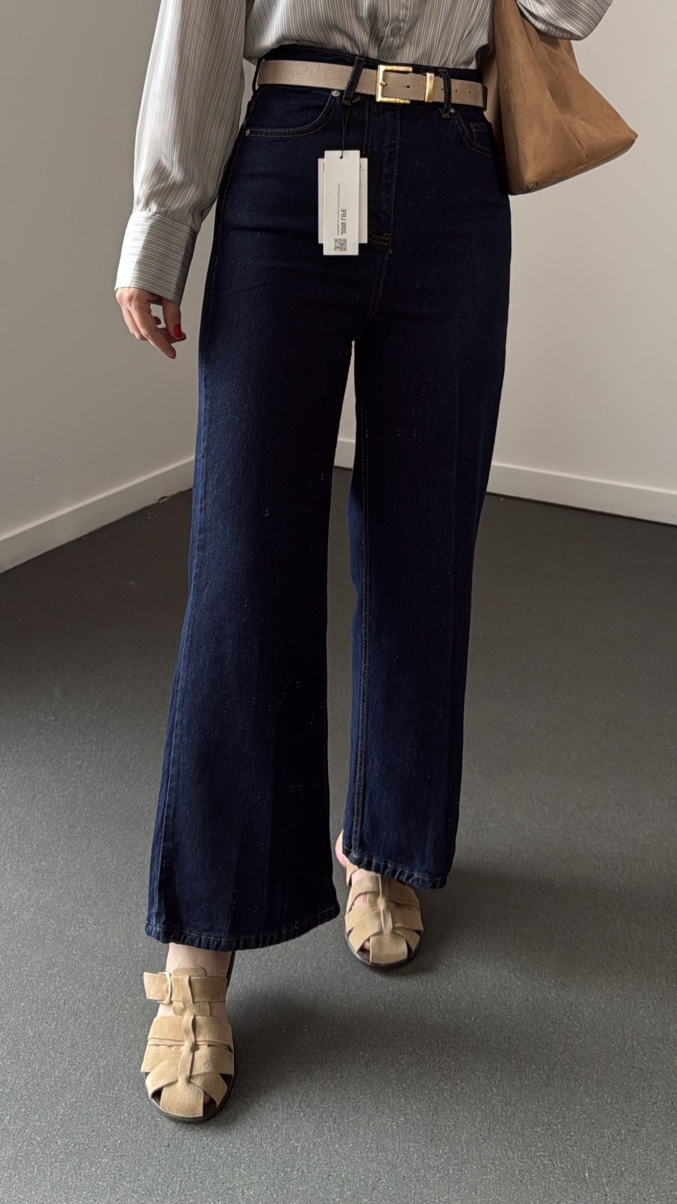 Niagara Dark Blue Yüksek Bel Crop Flare Jeans