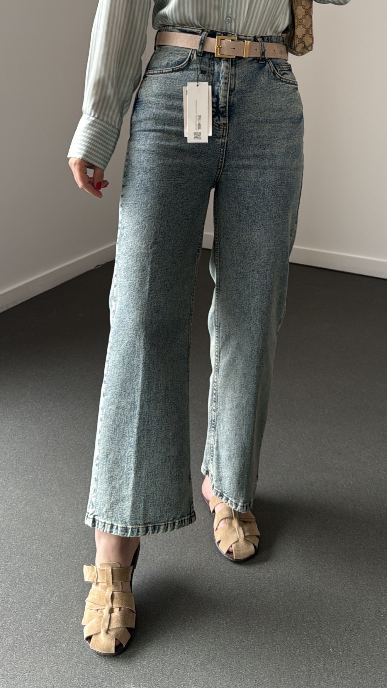 Niagara Tint Yıkamalı Yüksek Bel Crop Flare Jeans
