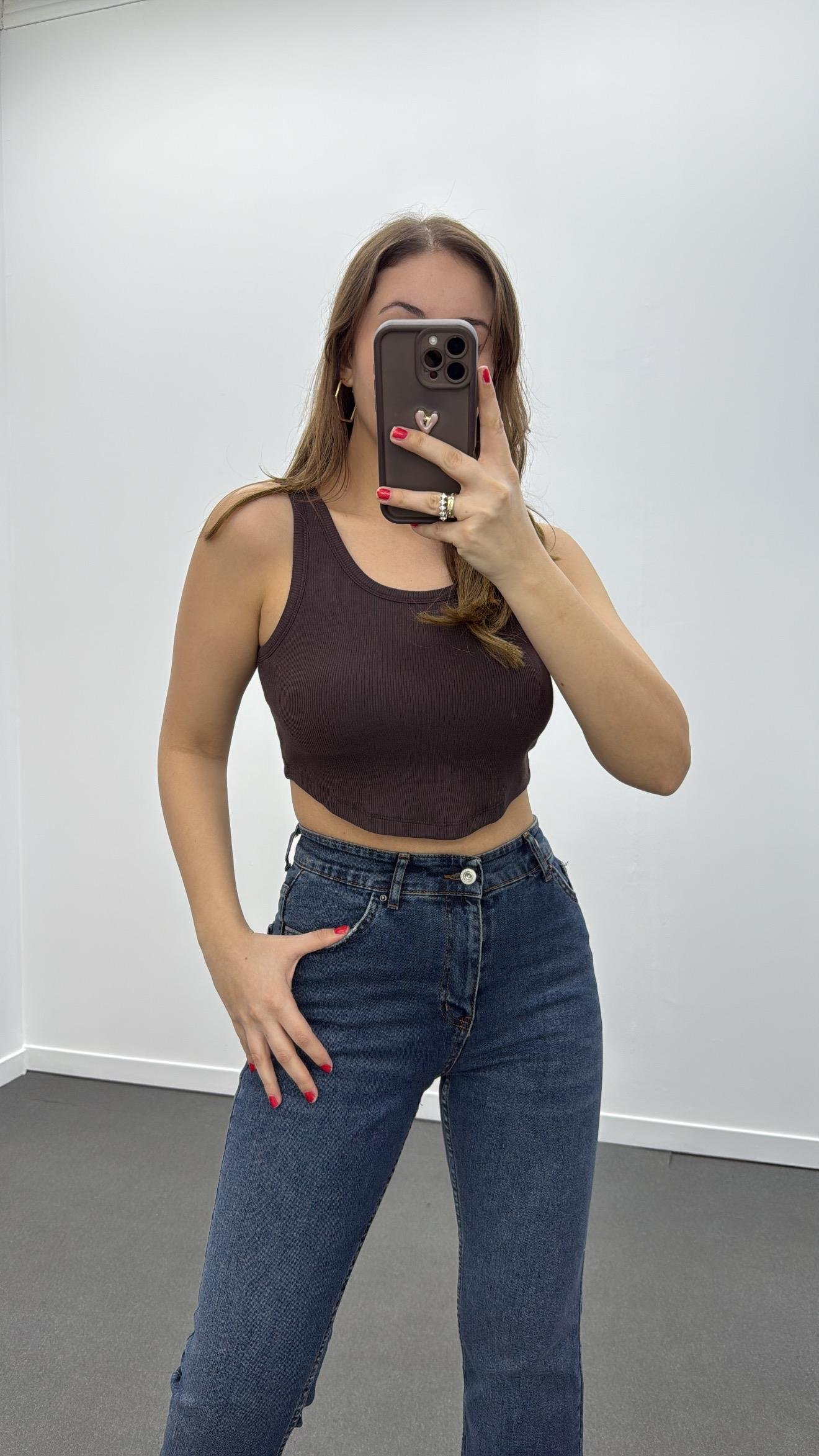 Nora Kahve İçi Pedli Fitilli Basic Atlet