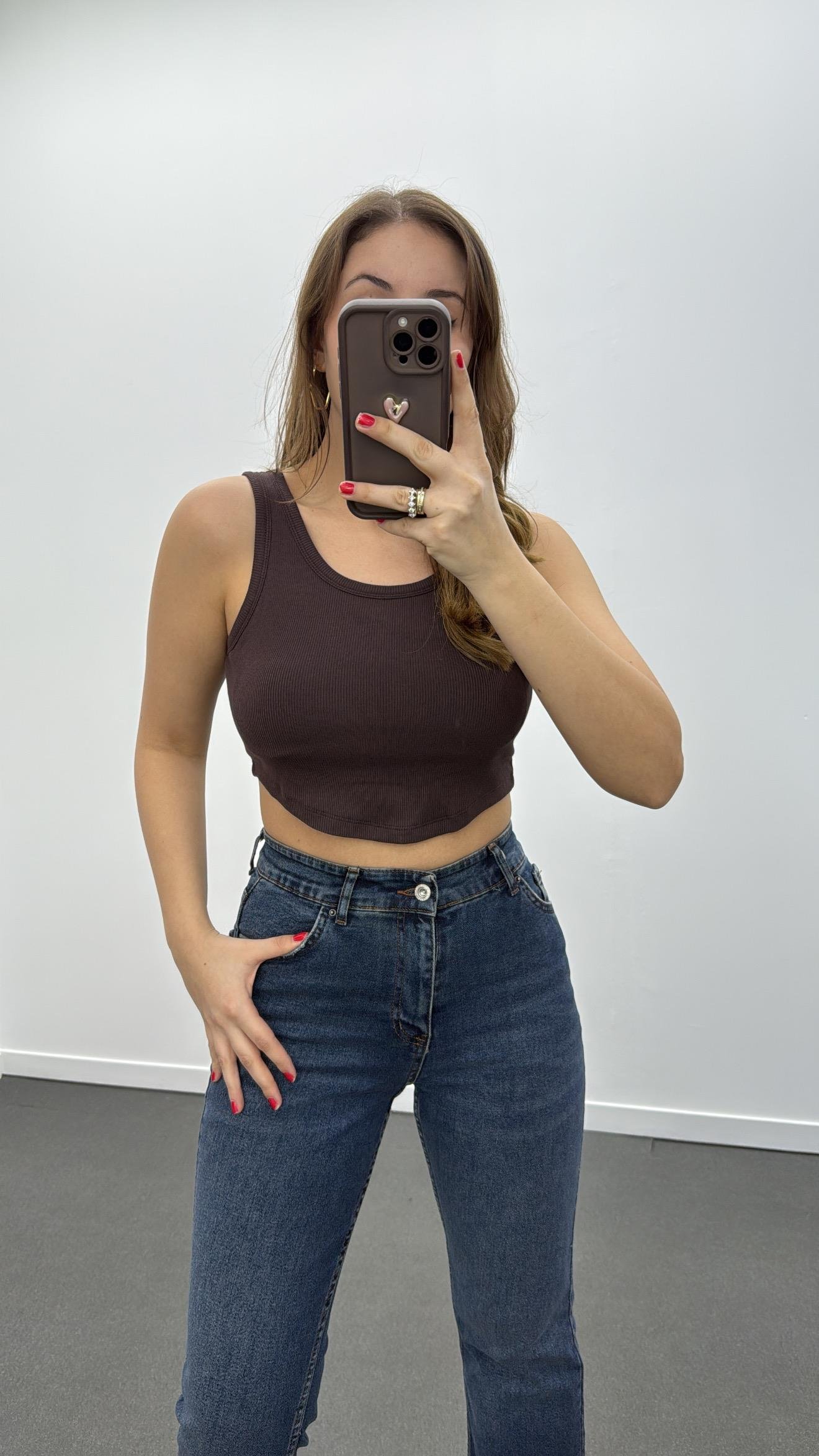 Nora Kahve İçi Pedli Fitilli Basic Atlet