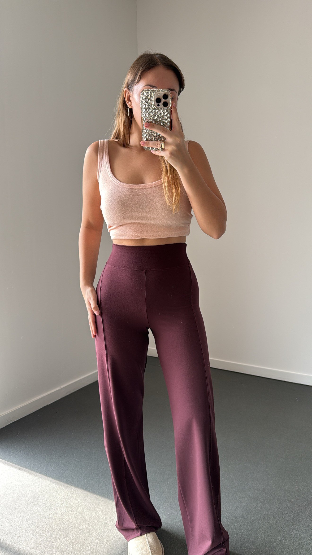 Noxen Bordo Modal Flare Tayt Pantolon