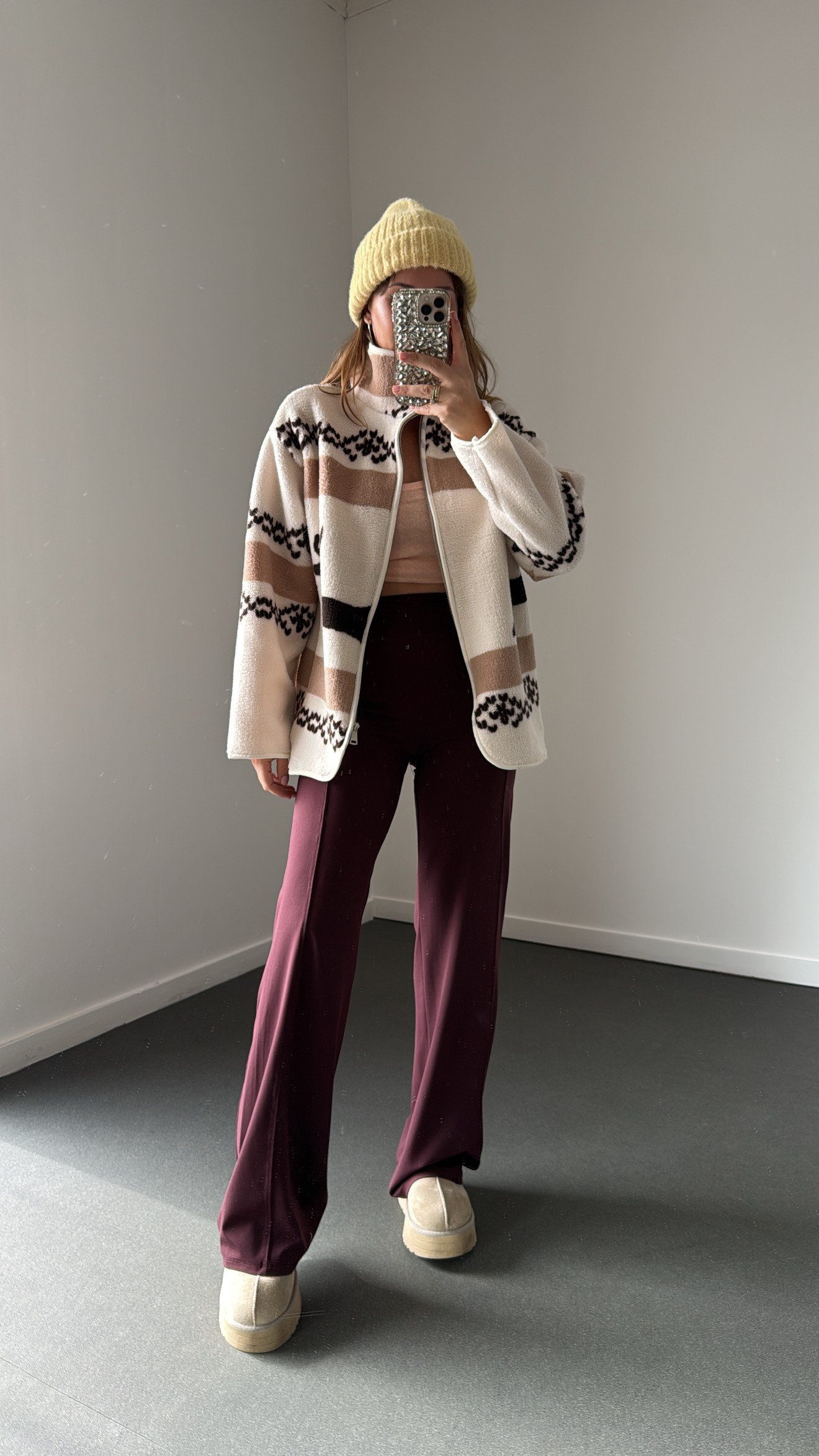 Noxen Bordo Modal Flare Tayt Pantolon