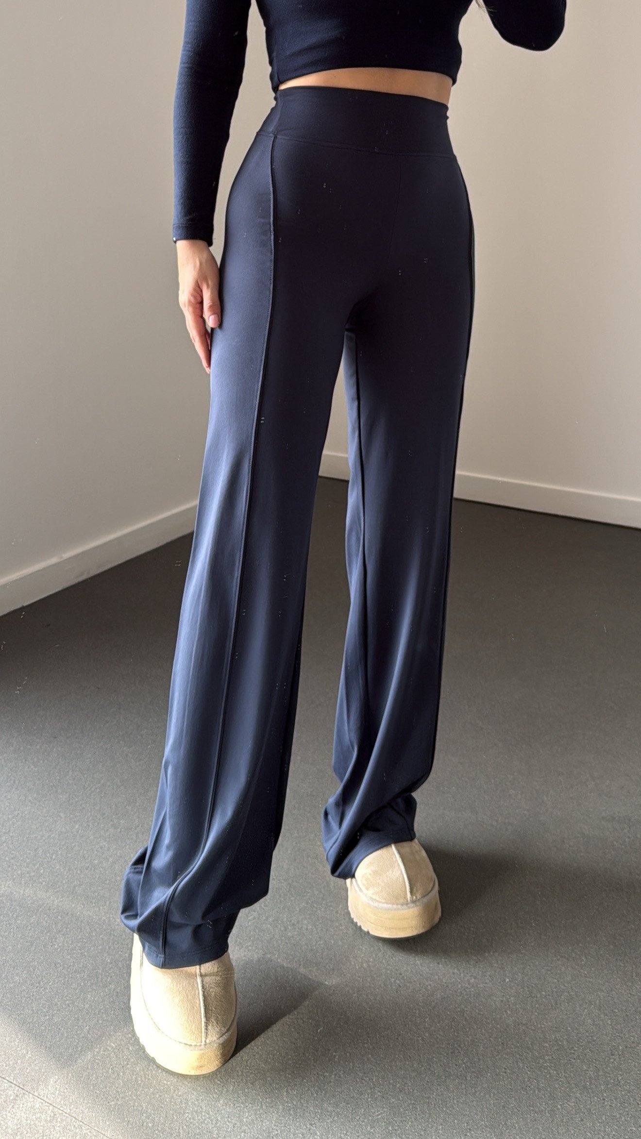 Noxen Lacivert Modal Flare Tayt Pantolon