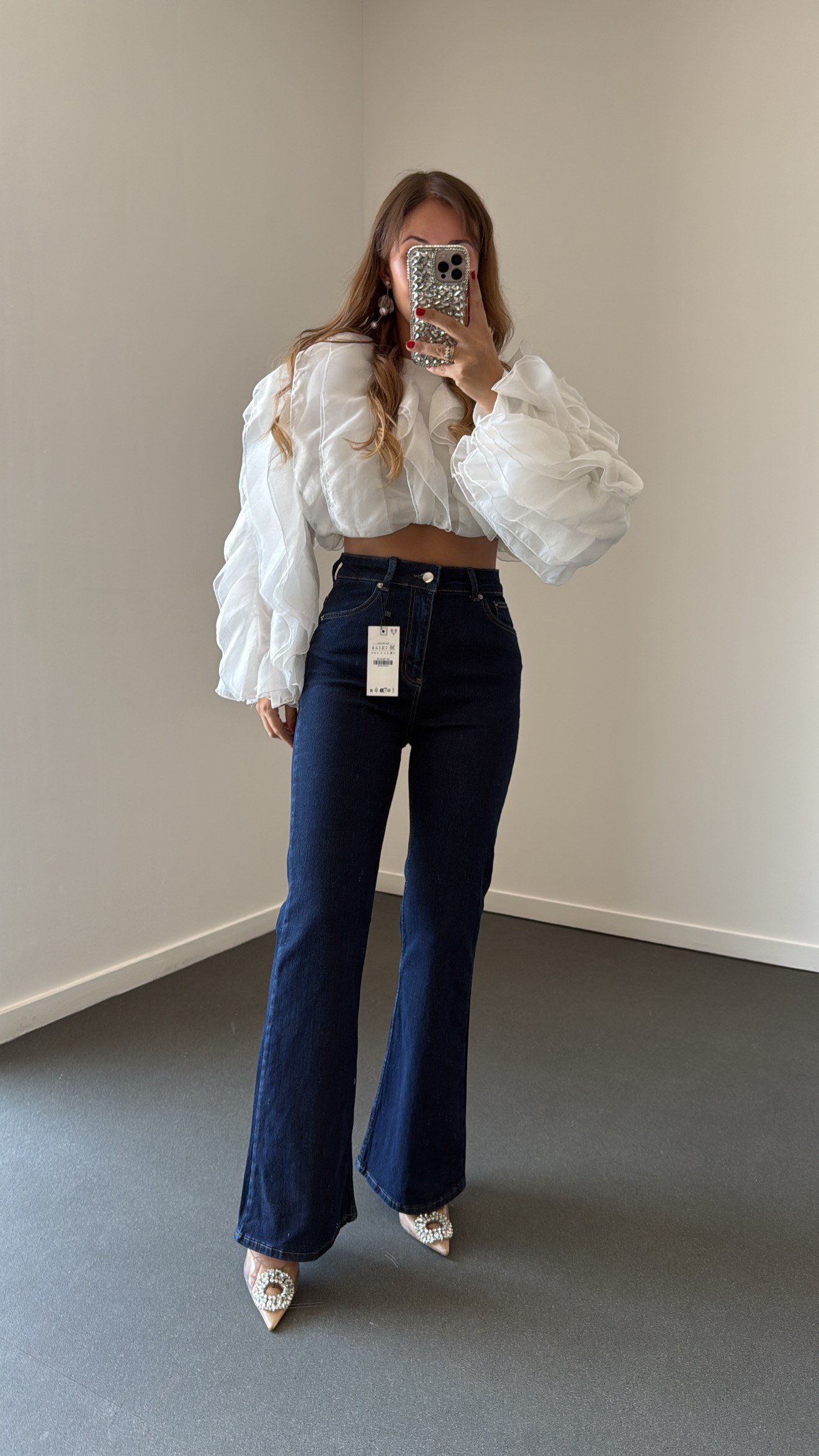 Nrf Dark Blue Extra Yüksek Bel Full Likralı Flare Jeans