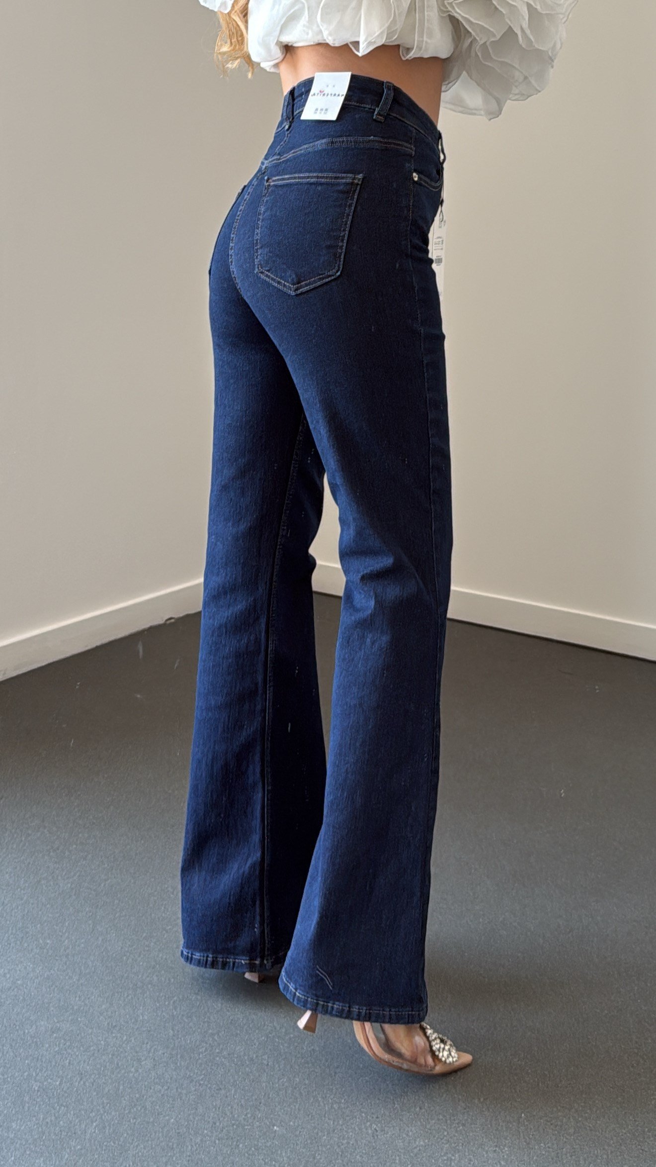 Nrf Dark Blue Extra Yüksek Bel Full Likralı Flare Jeans