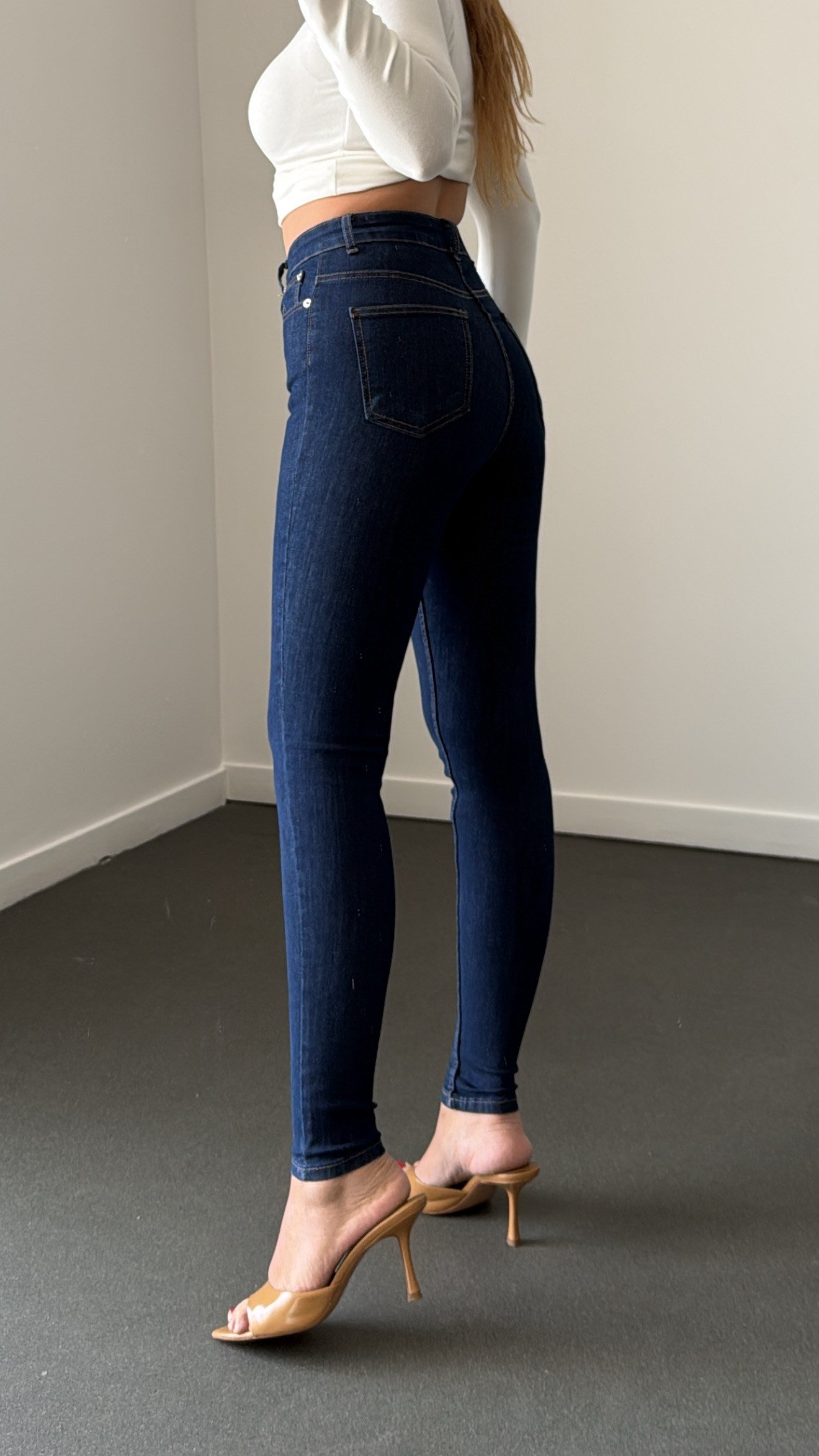 Nrf Dark Blue Toparlayıcı Extra Yüksek Bel Full Likralı Skinny Jeans