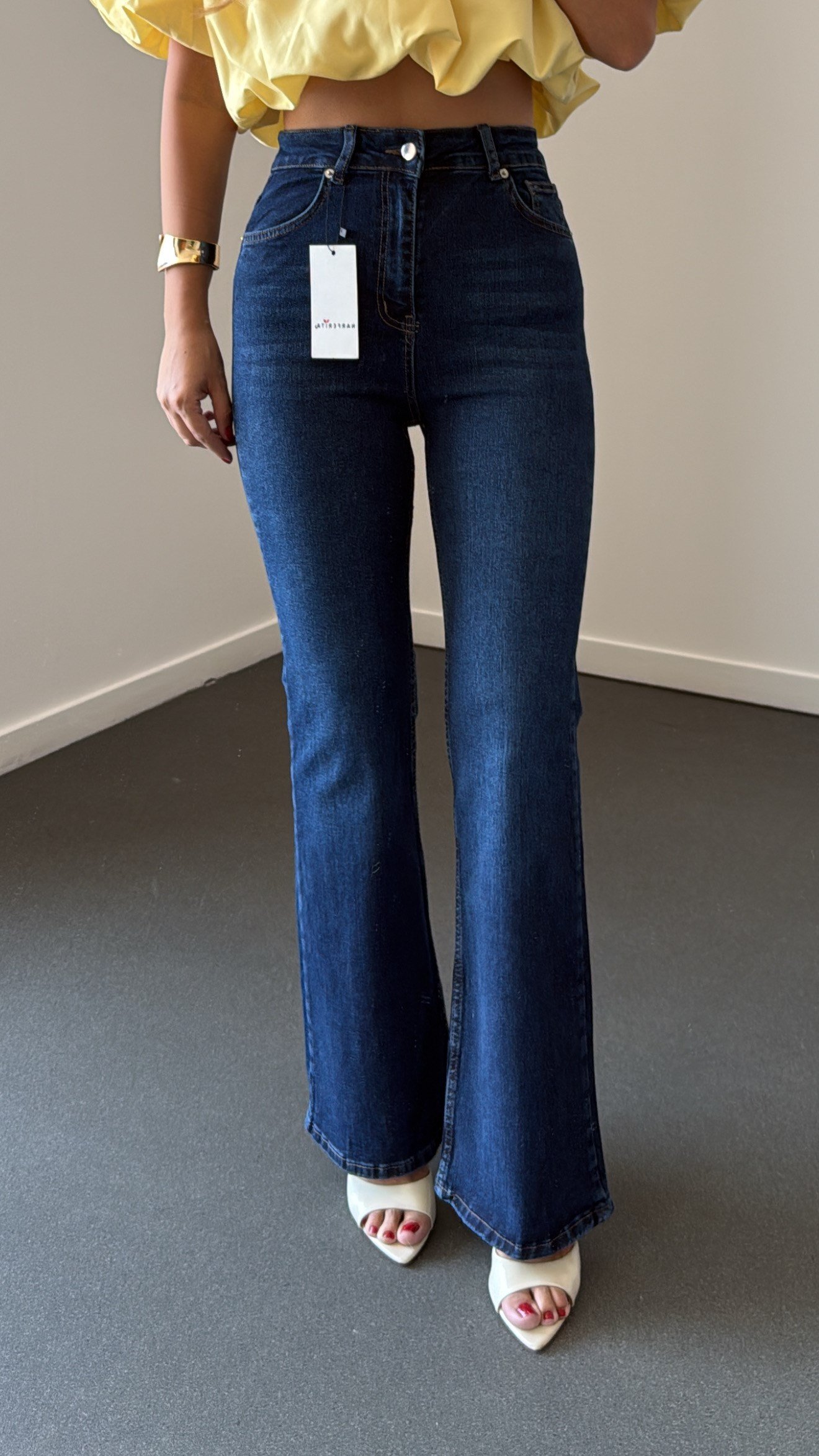 Nrf Orta Kot Extra Yüksek Bel Full Likralı Flare Jeans