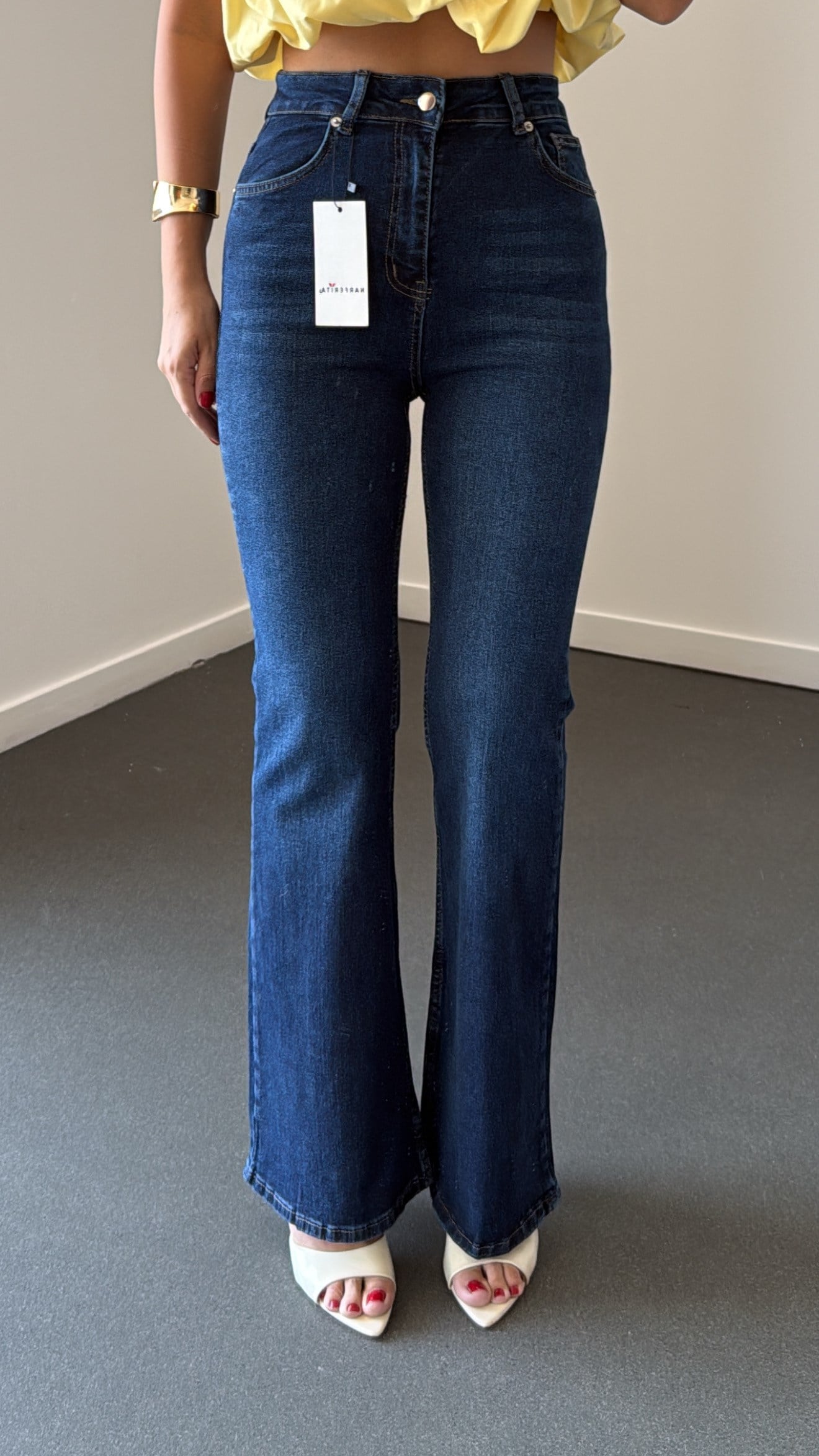 Nrf Orta Kot Extra Yüksek Bel Full Likralı Flare Jeans
