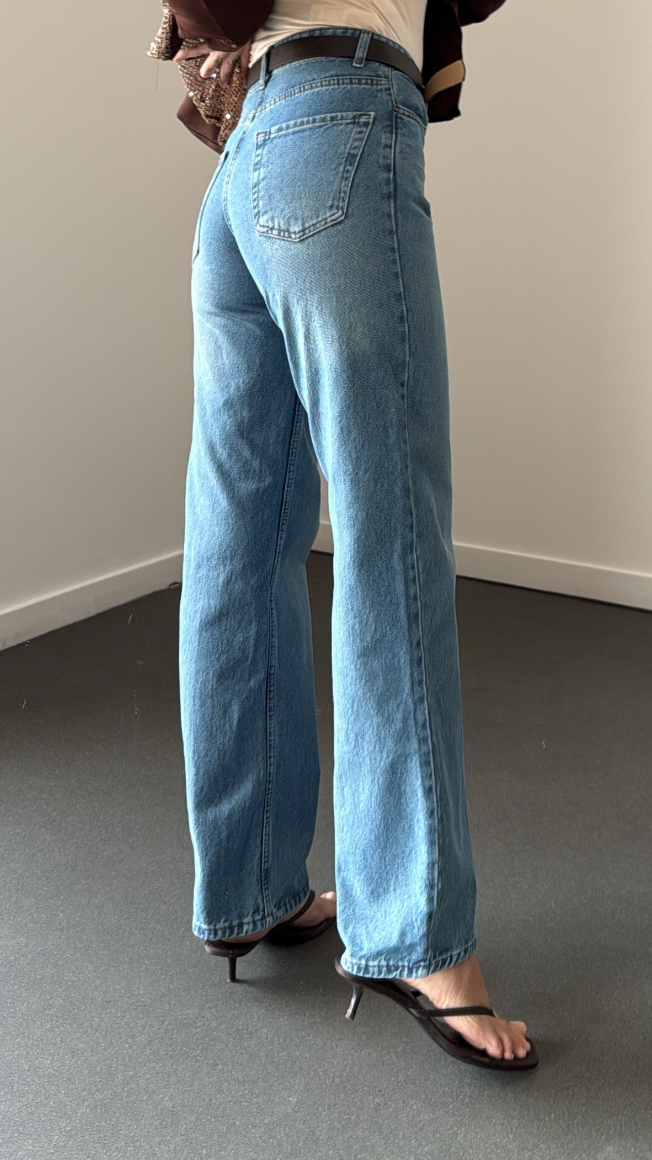 Octavius Açık Kot Yüksek Bel Straight Leg Jeans