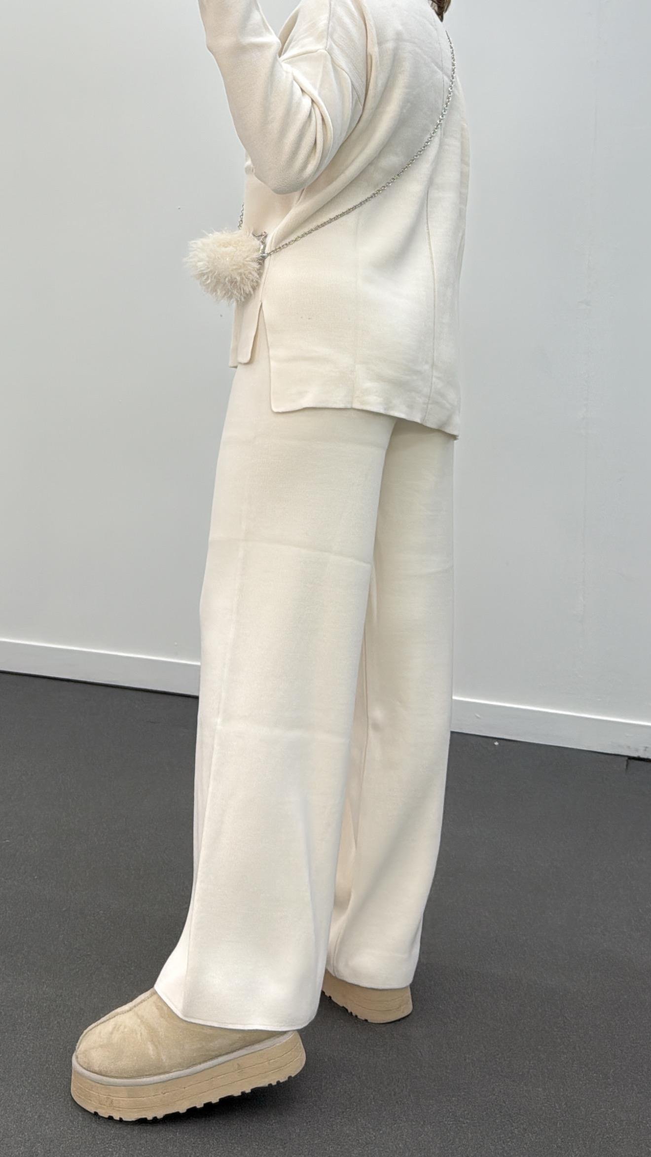 Odette Krem Uzun Triko Ve Pantolon Takımı