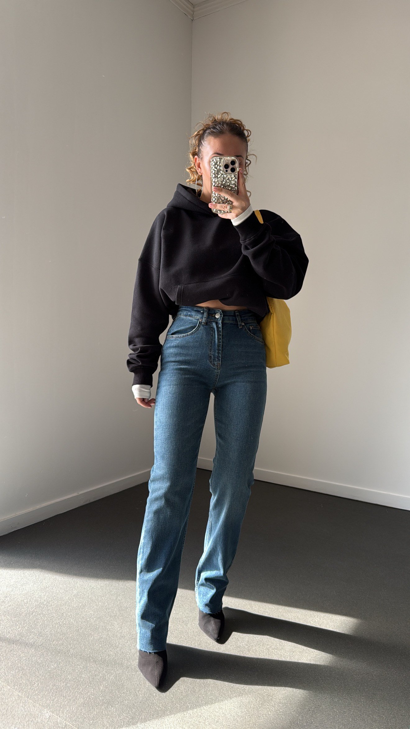 Offline Orta Kot Yıkamalı Straight Leg Jeans