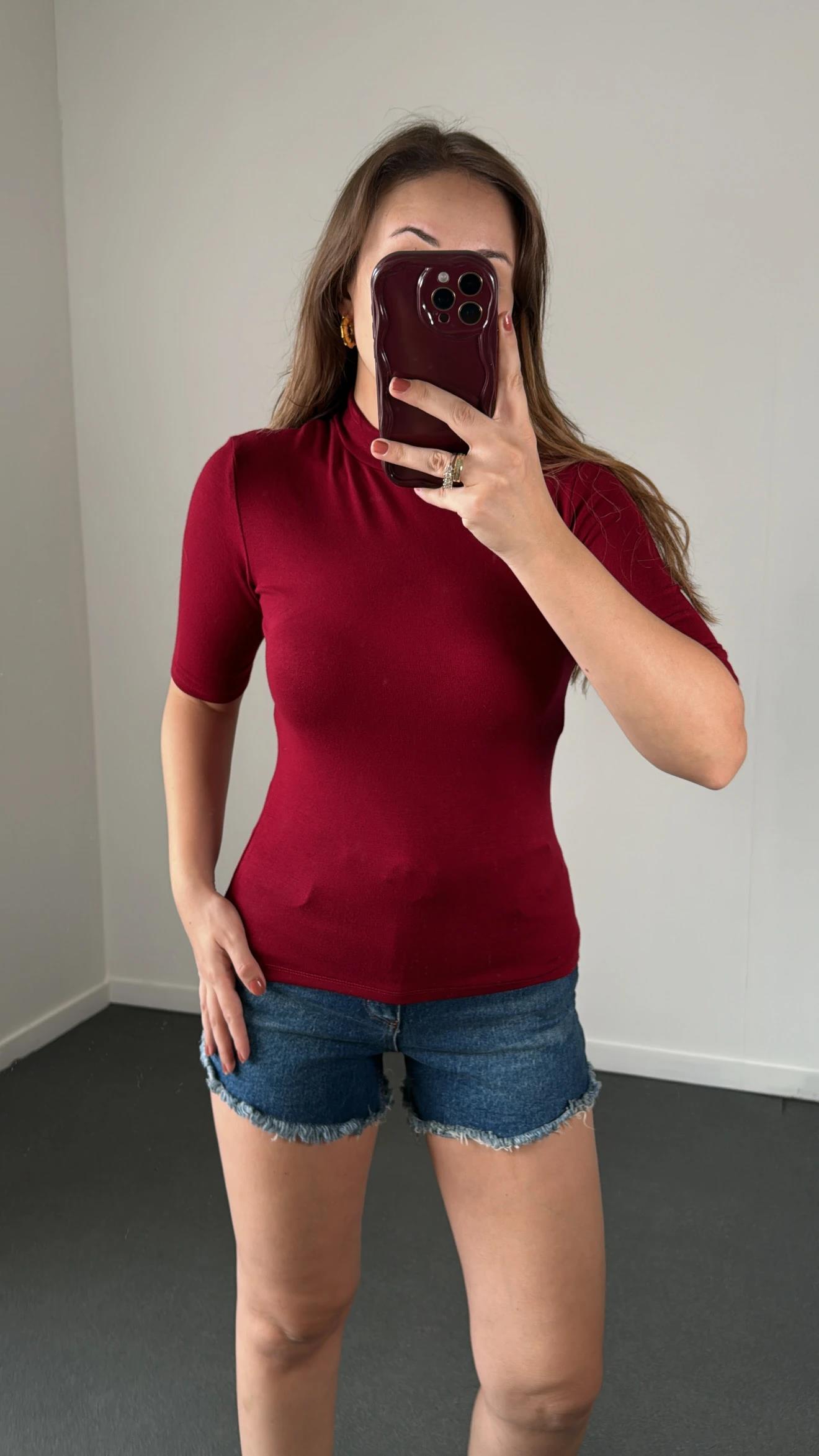 Orvin Bordo Renk Yarım Kol Balıkçı Body