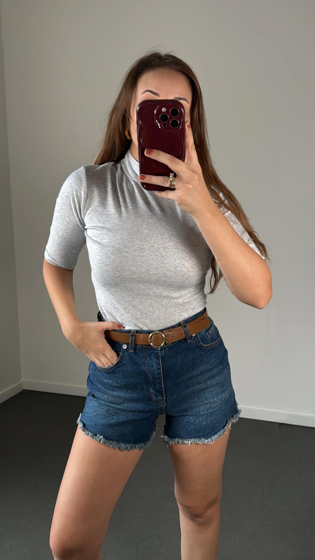 Orvin Gri Renk Yarım Kol Balıkçı Body