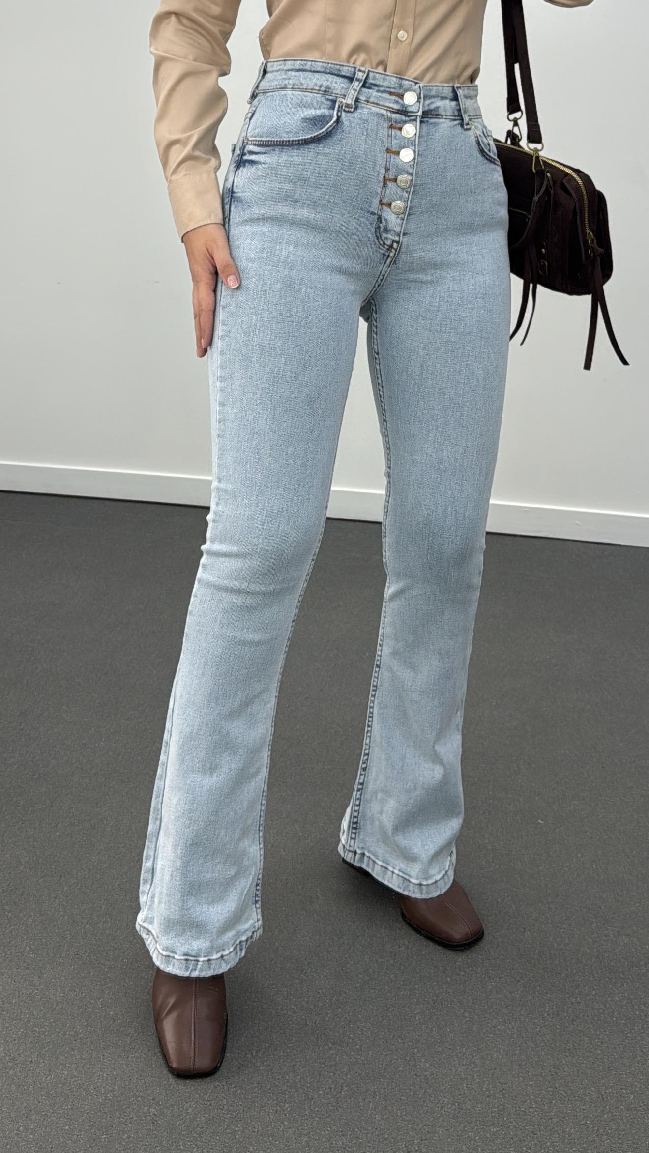 Oslo Kar Yıkama 5 Düğmeli Likralı Flare Jeans