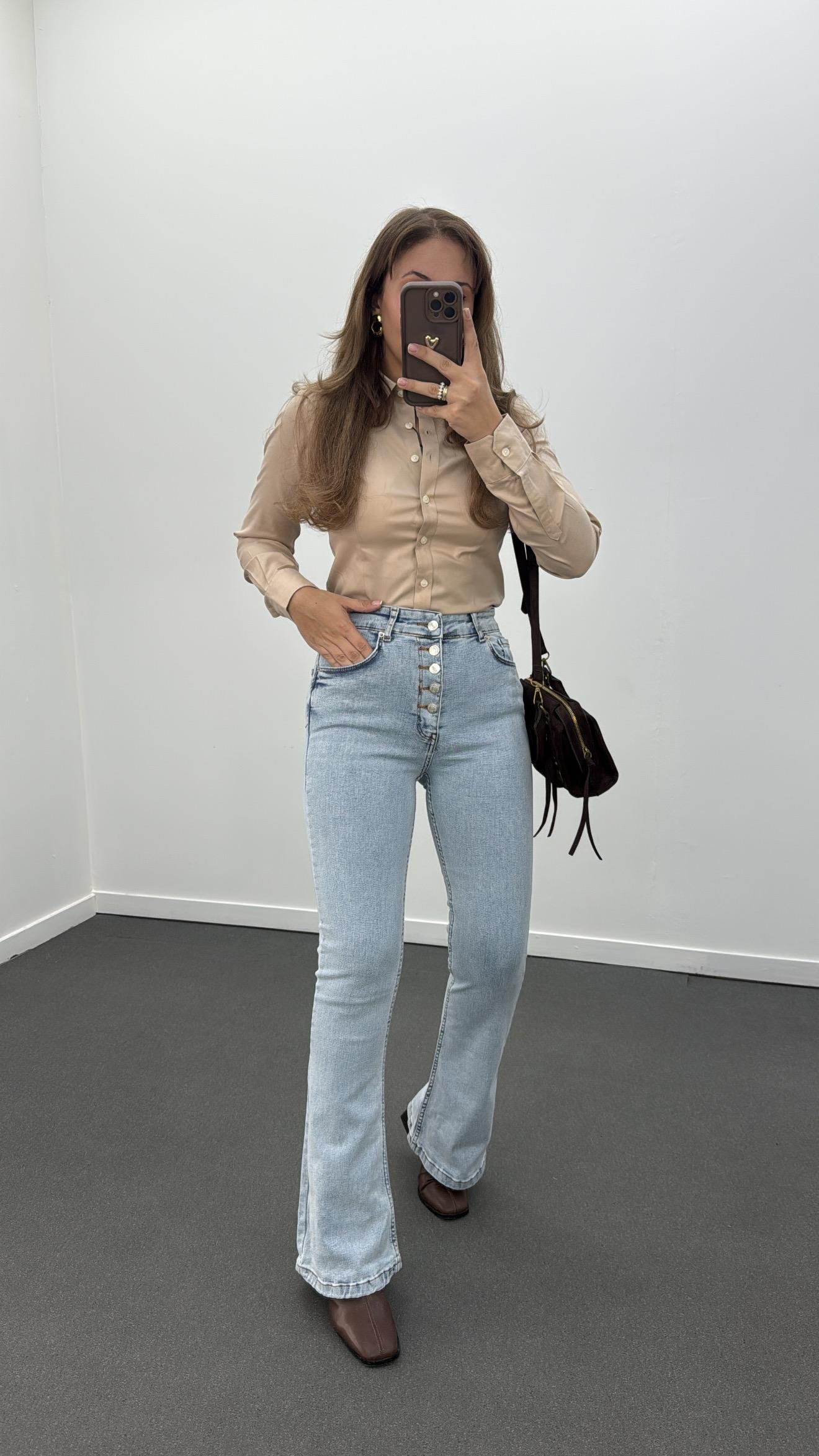 Oslo Kar Yıkama 5 Düğmeli Likralı Flare Jeans