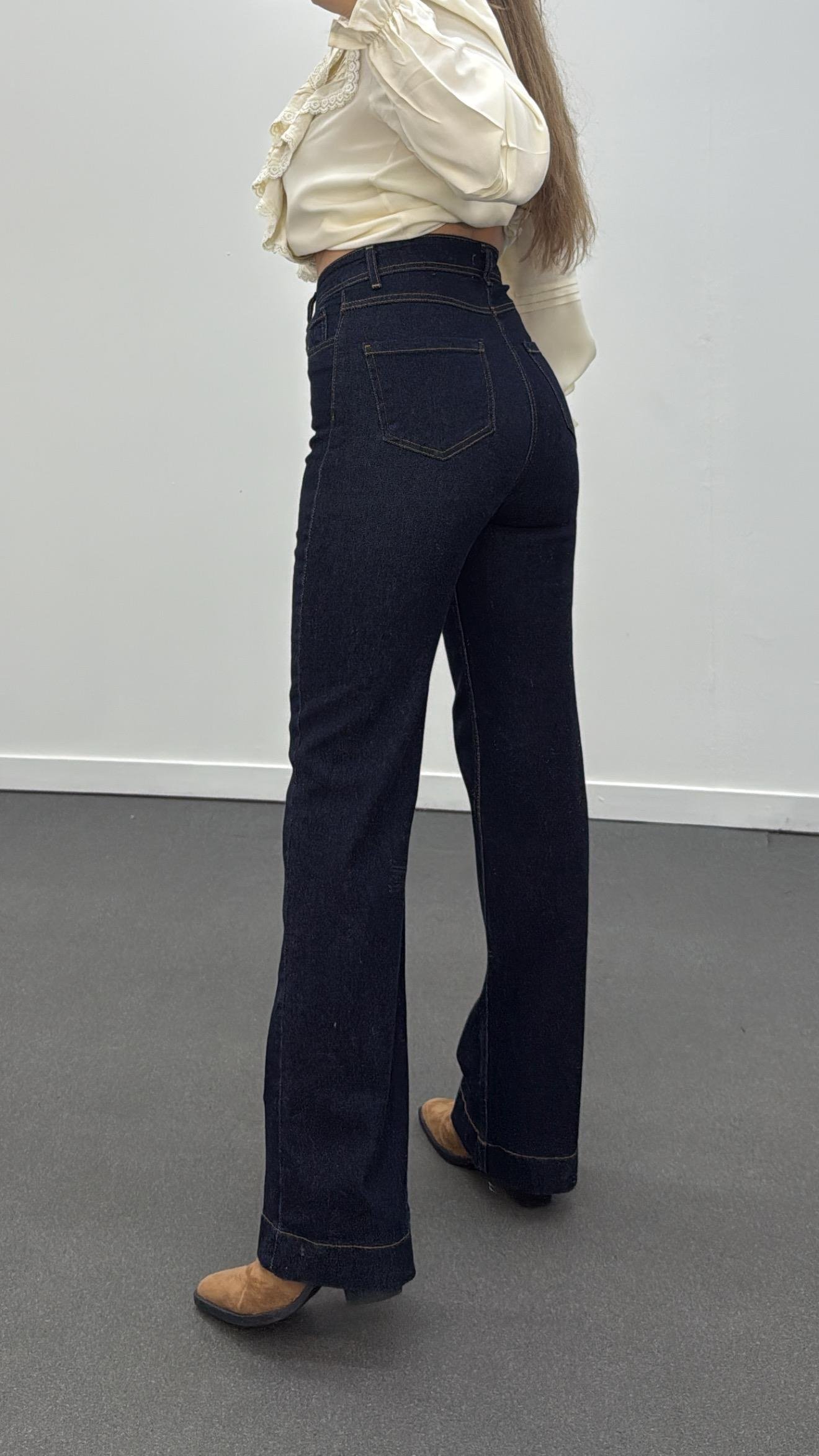 Oxford Dark Blue Kışlık Süper Likralı Straight Jeans