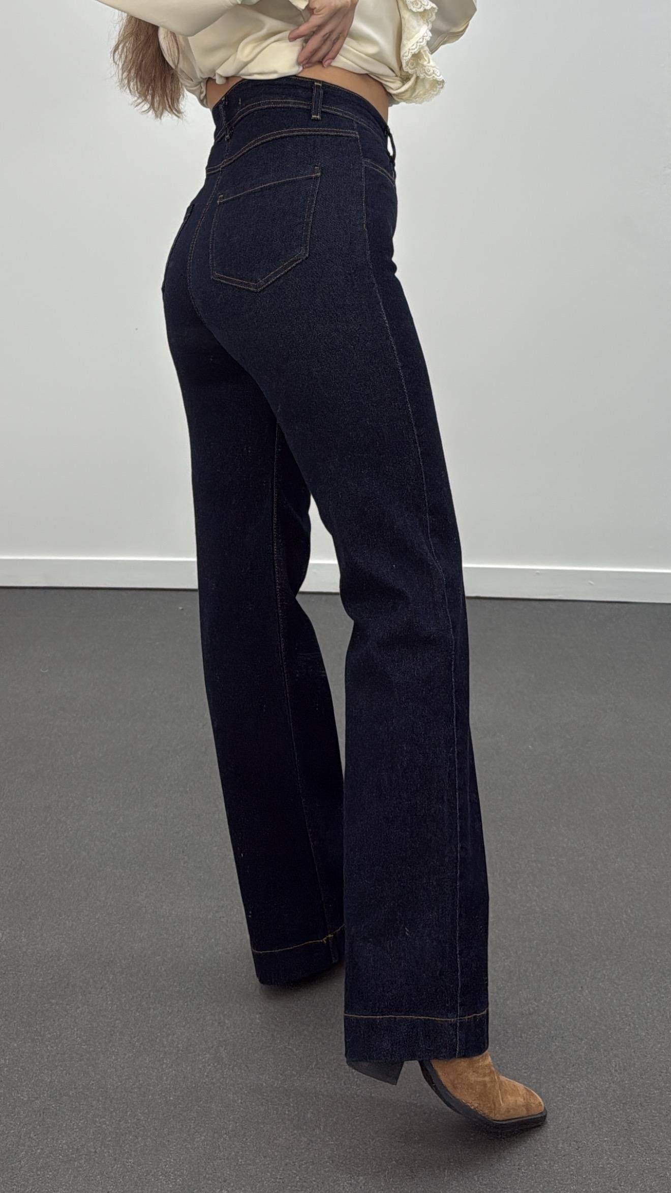 Oxford Dark Blue Kışlık Süper Likralı Straight Jeans