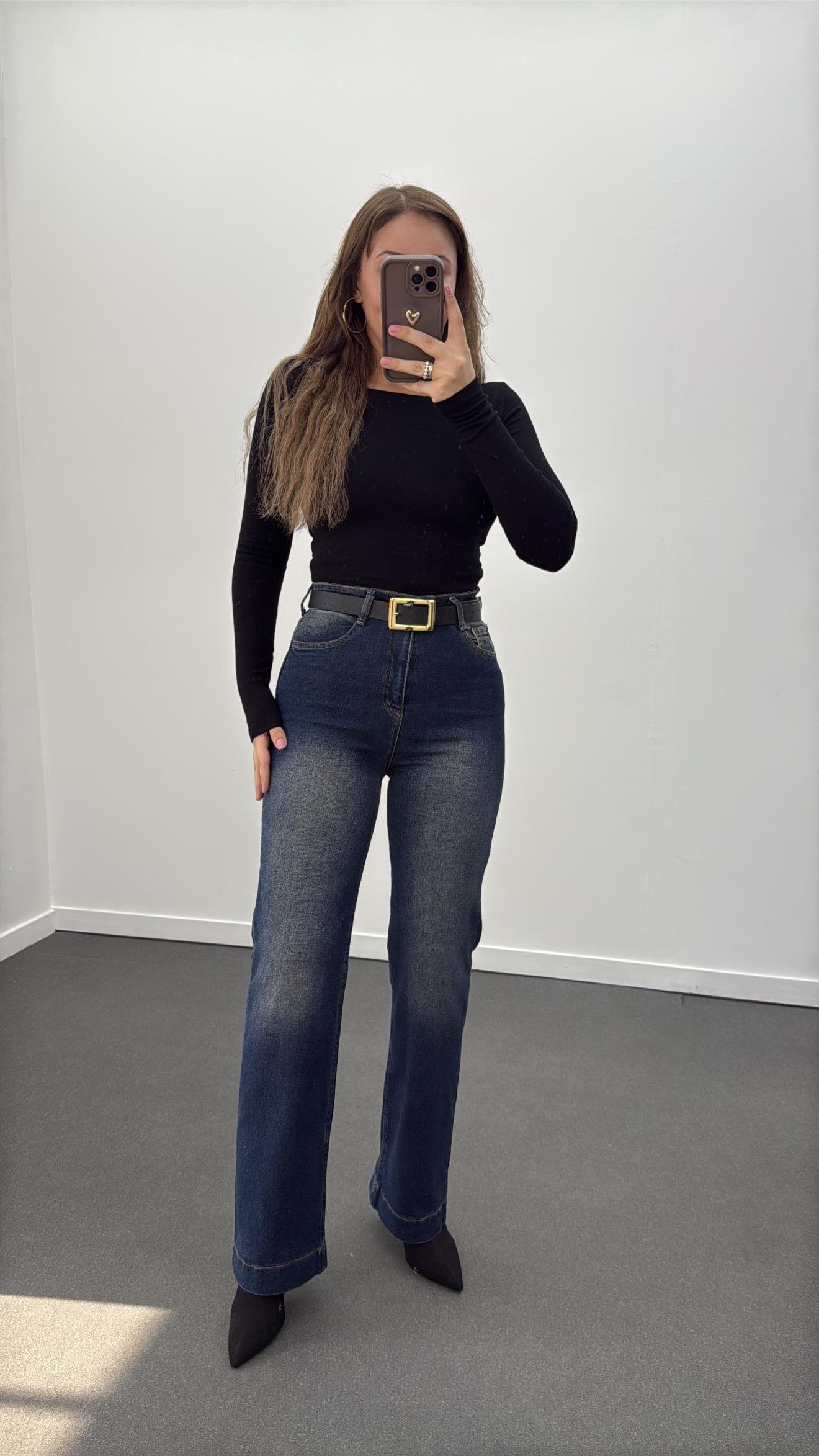 Oxford Koyu Tint Kışlık Süper Likralı Straight Jeans