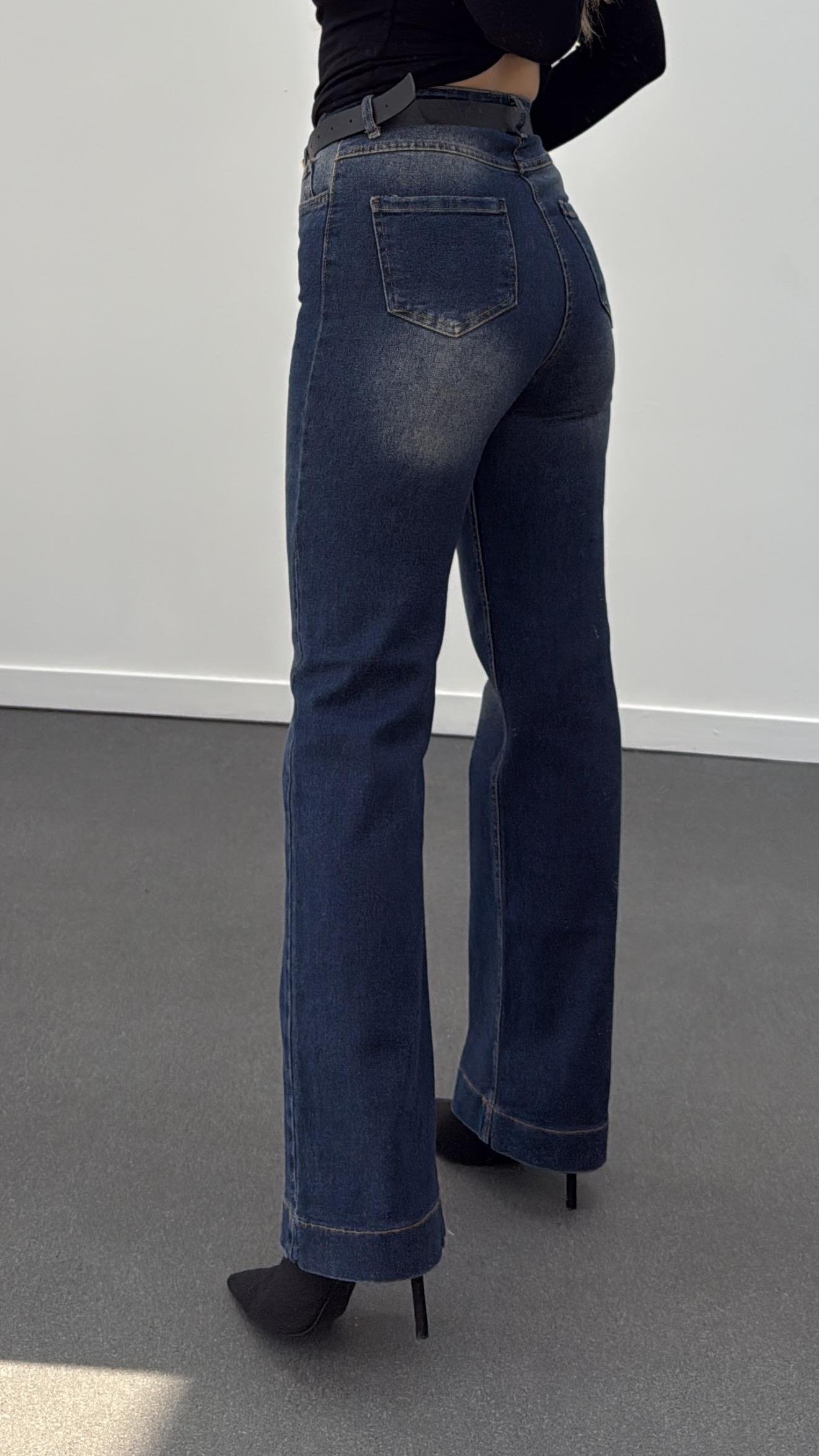 Oxford Koyu Tint Kışlık Süper Likralı Straight Jeans