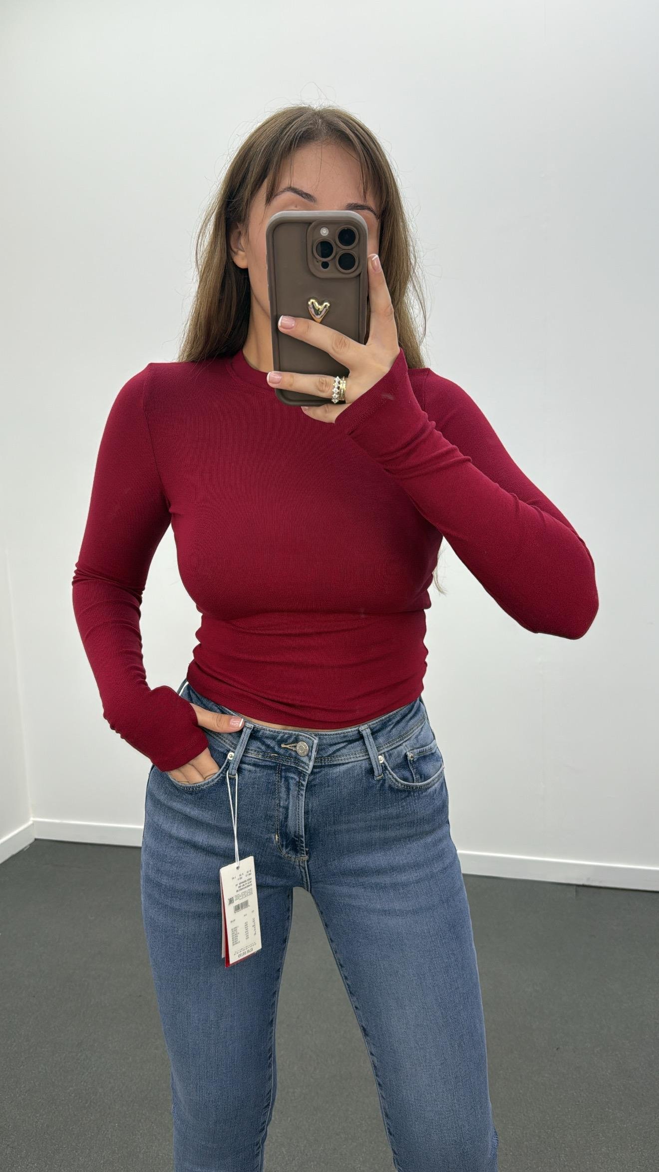 Oys Bordo Parmak Geçirmeli Modal Body