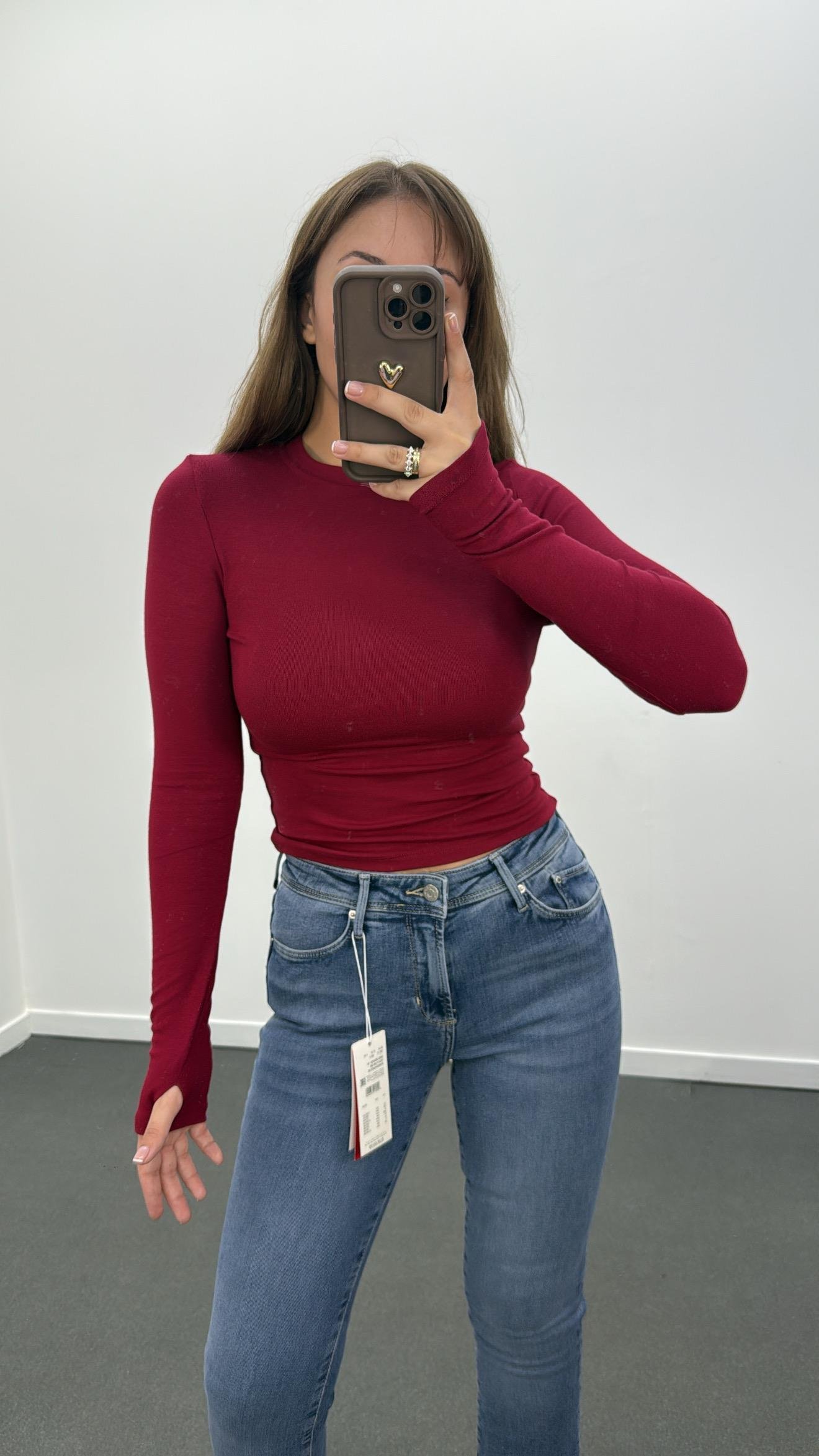 Oys Bordo Parmak Geçirmeli Modal Body