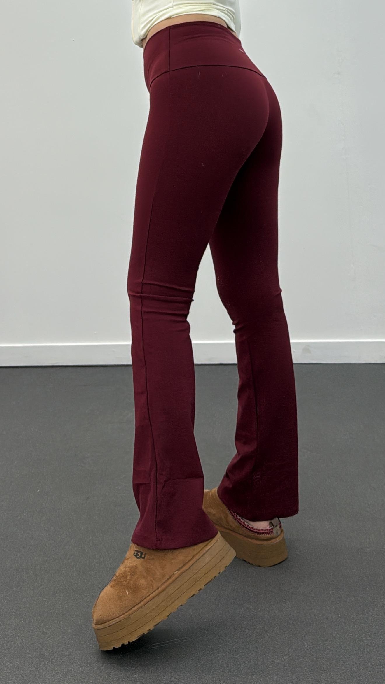 Oys Bordo Premium Kumaş Flare Tayt Pantolon