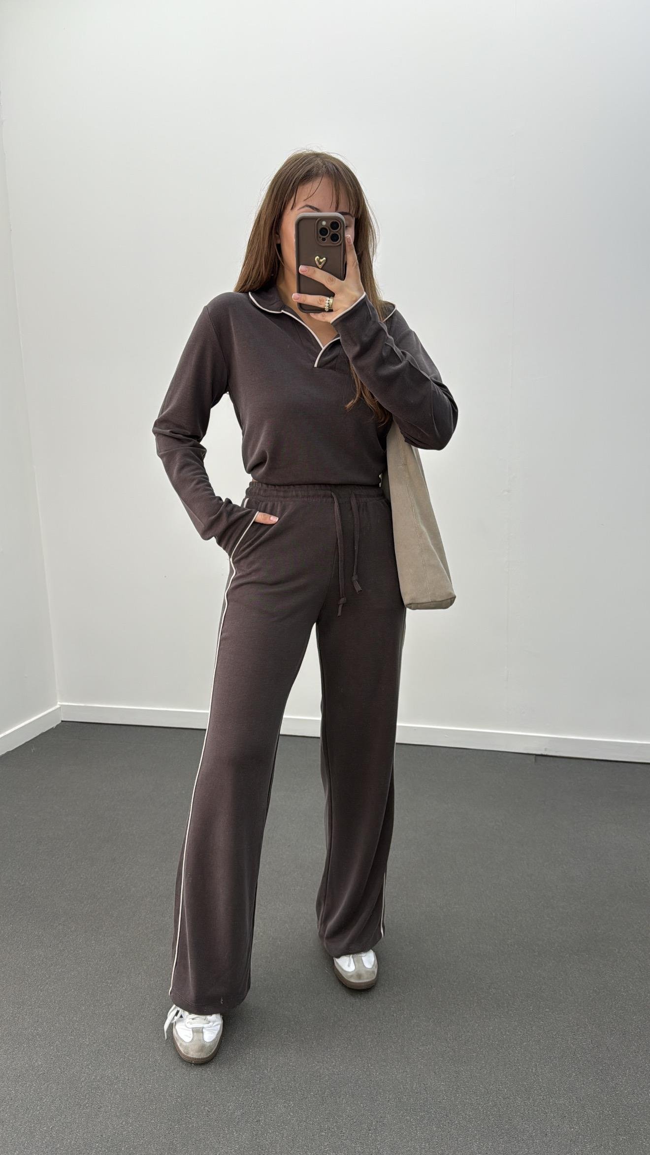 Oys Kahverengi Biye Detaylı Sweat Eşofman Takımı