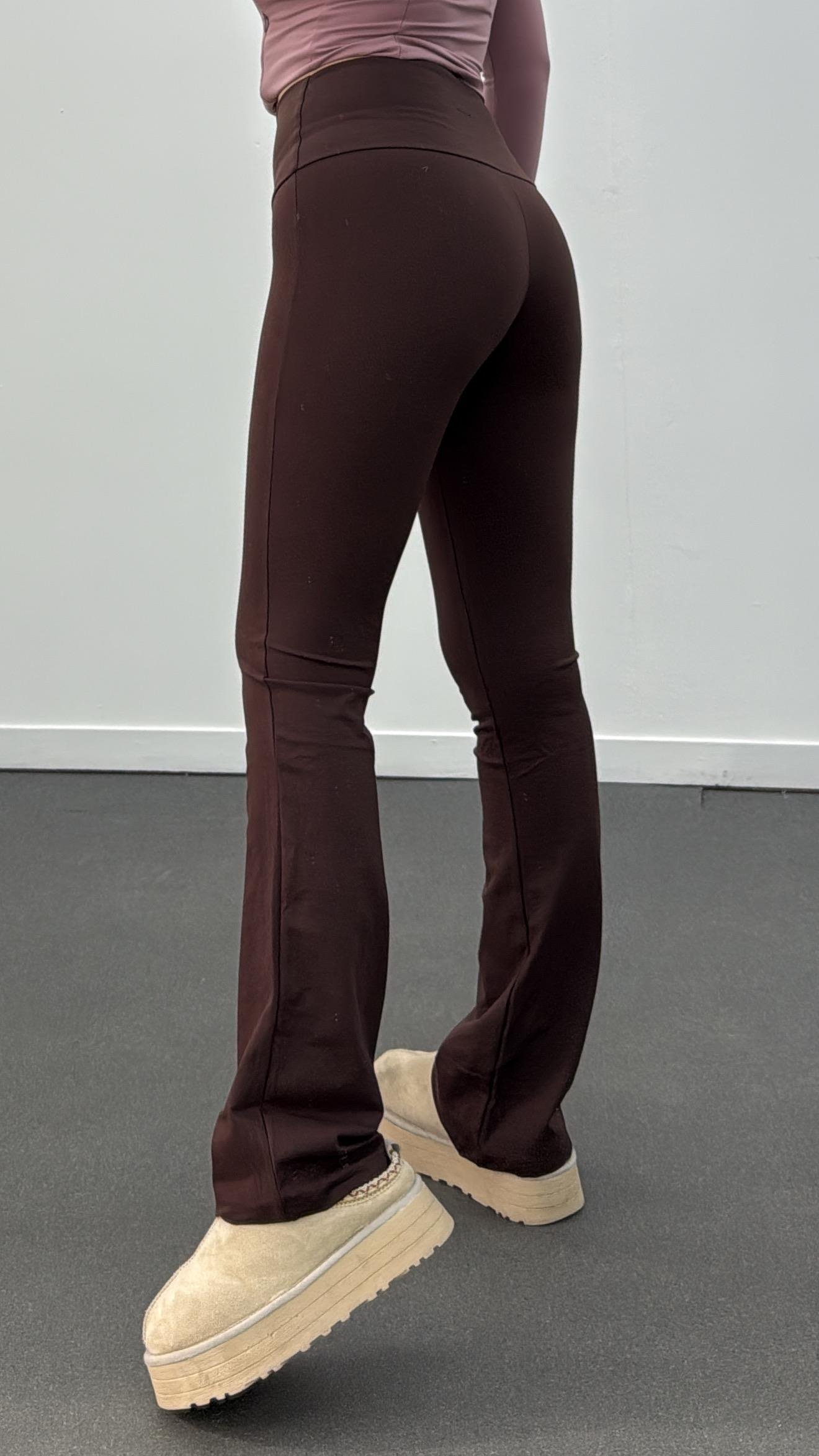 Oys Kahverengi Premium Kumaş Flare Tayt Pantolon