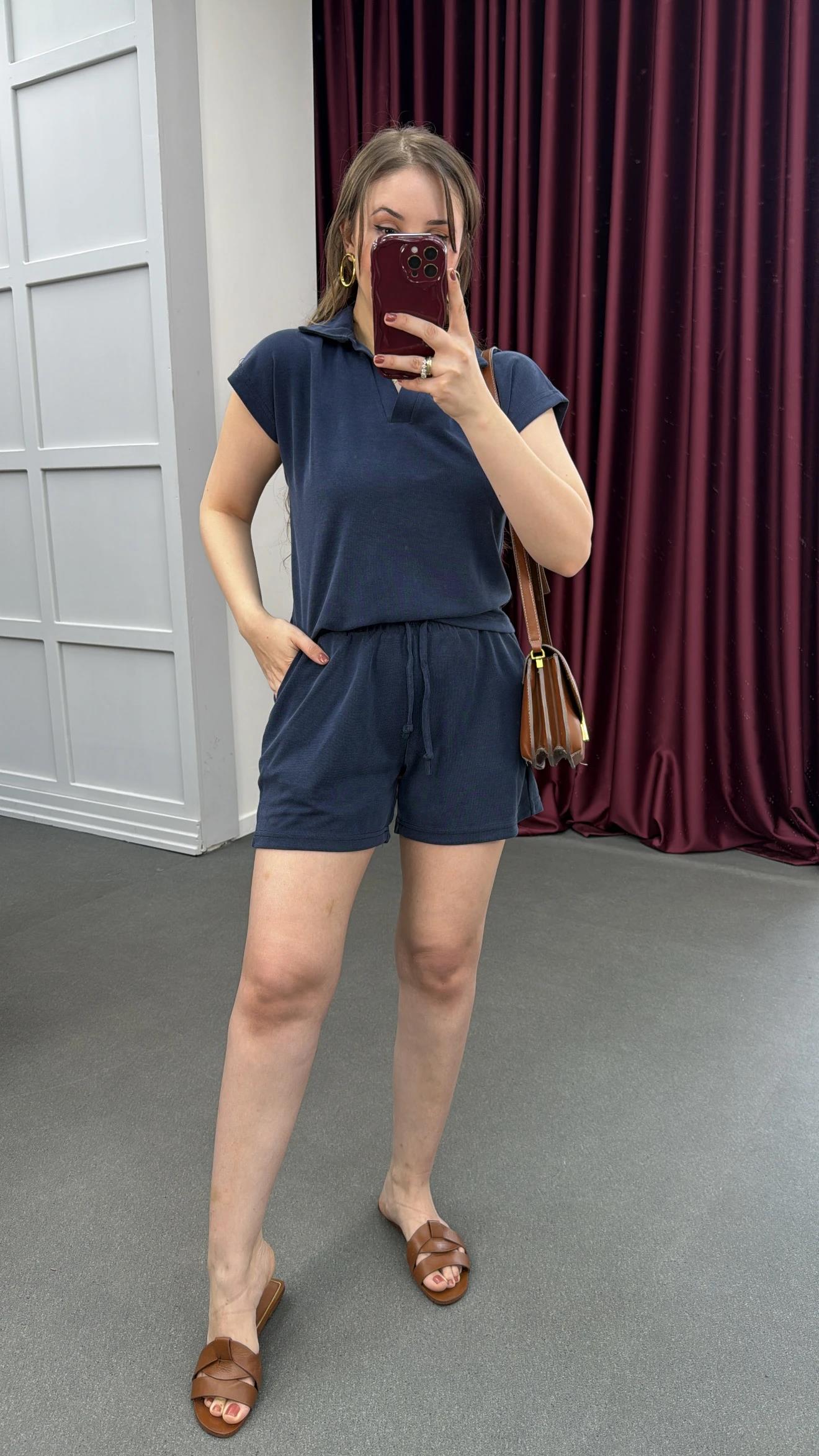 Oys Lacivert Modal Kumaşlı Tshirt Ve Şort Takımı