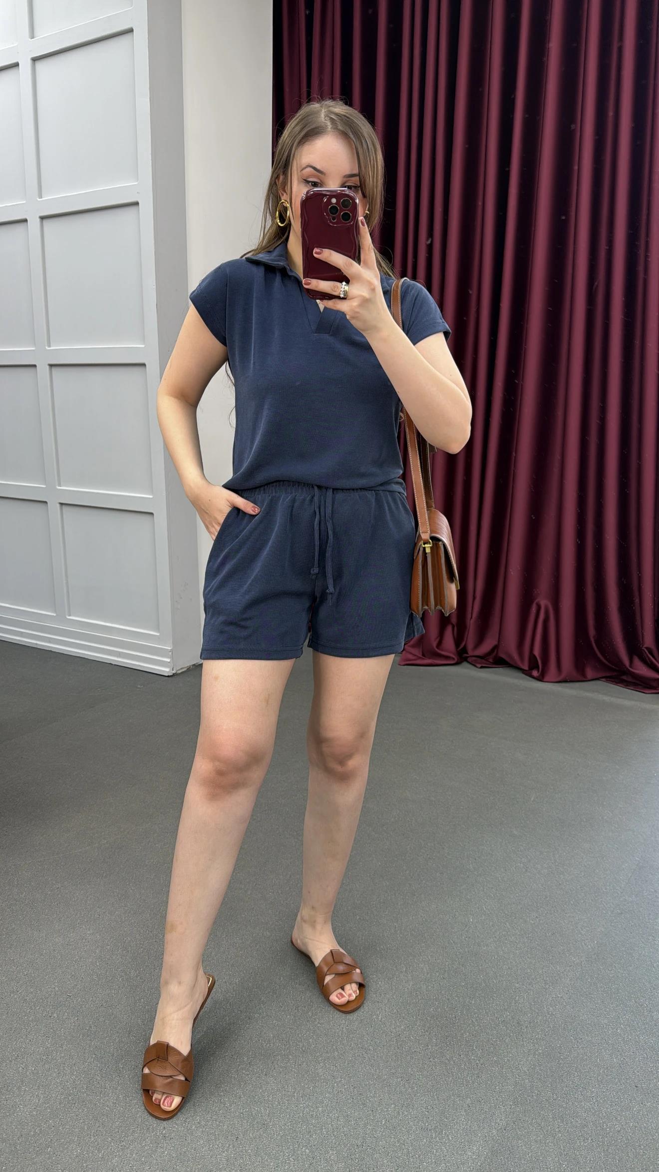 Oys Lacivert Modal Kumaşlı Tshirt Ve Şort Takımı