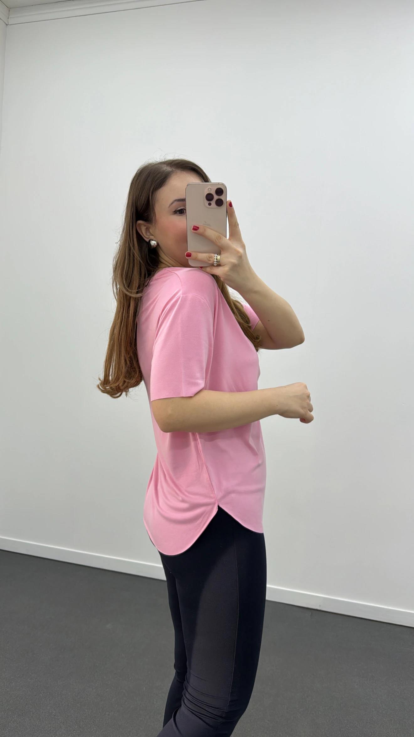 Oys Pembe Modal Kumaşlı Tshirt