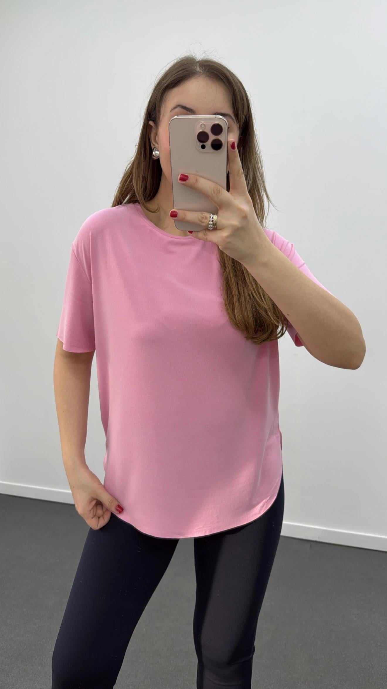 Oys Pembe Modal Kumaşlı Tshirt