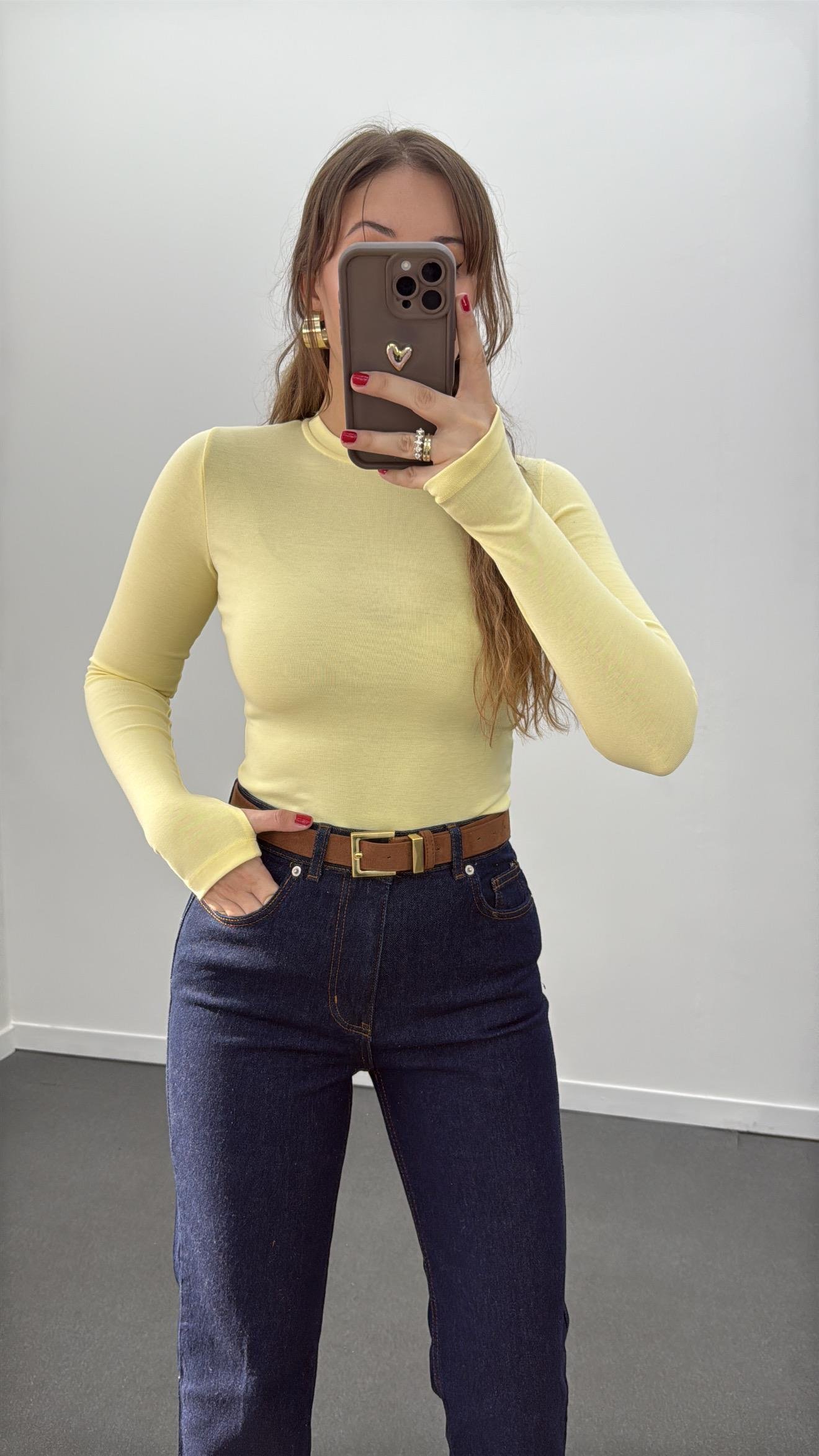 Oys Sarı Parmak Geçirmeli Modal Body