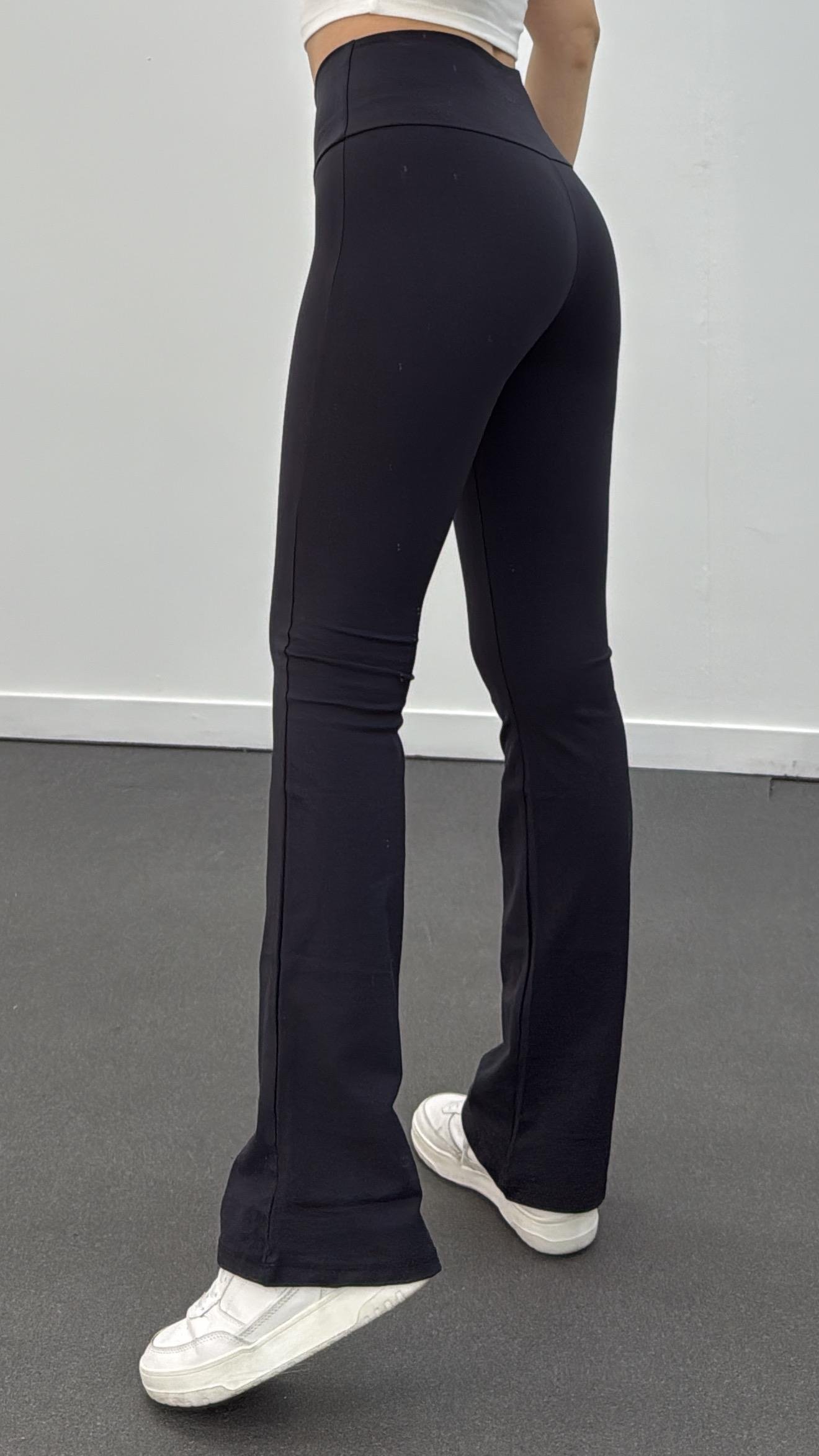 Oys Siyah Premium Kumaş Flare Tayt Pantolon