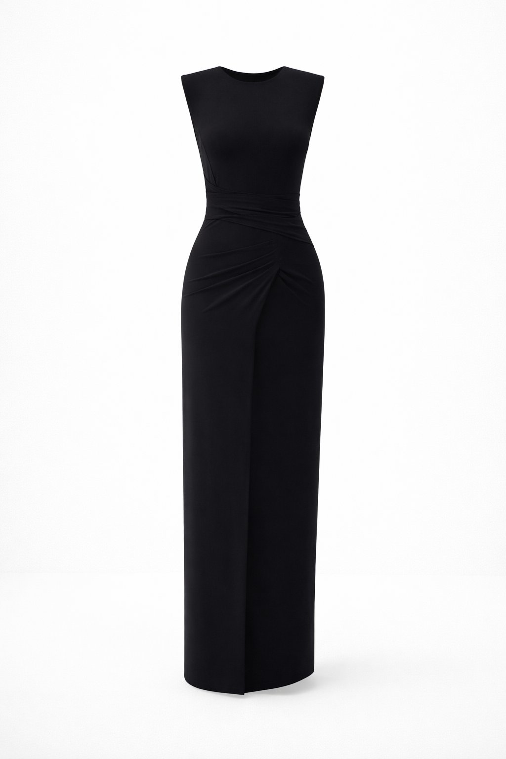 Patrica Siyah Drapeli Maxi Elbise