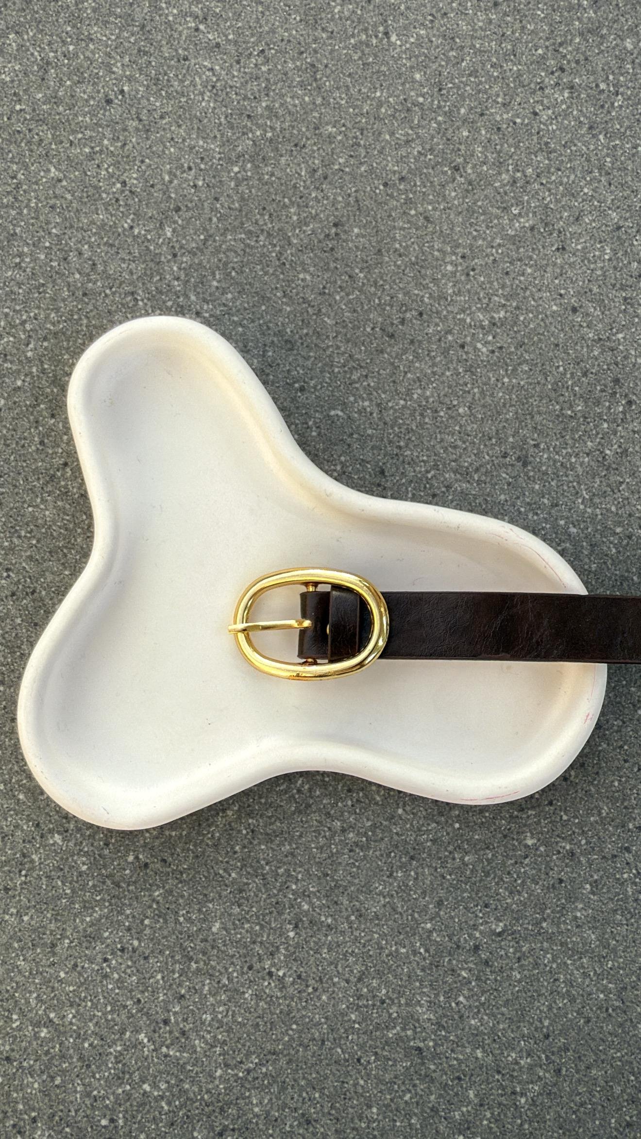 Pearl Gold Elips Toka Acı Kahve Kemer